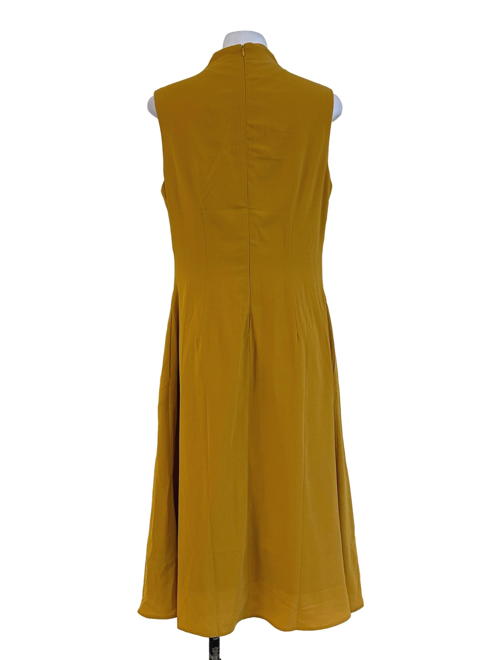Canary Yellow Plain Midi Dress LB