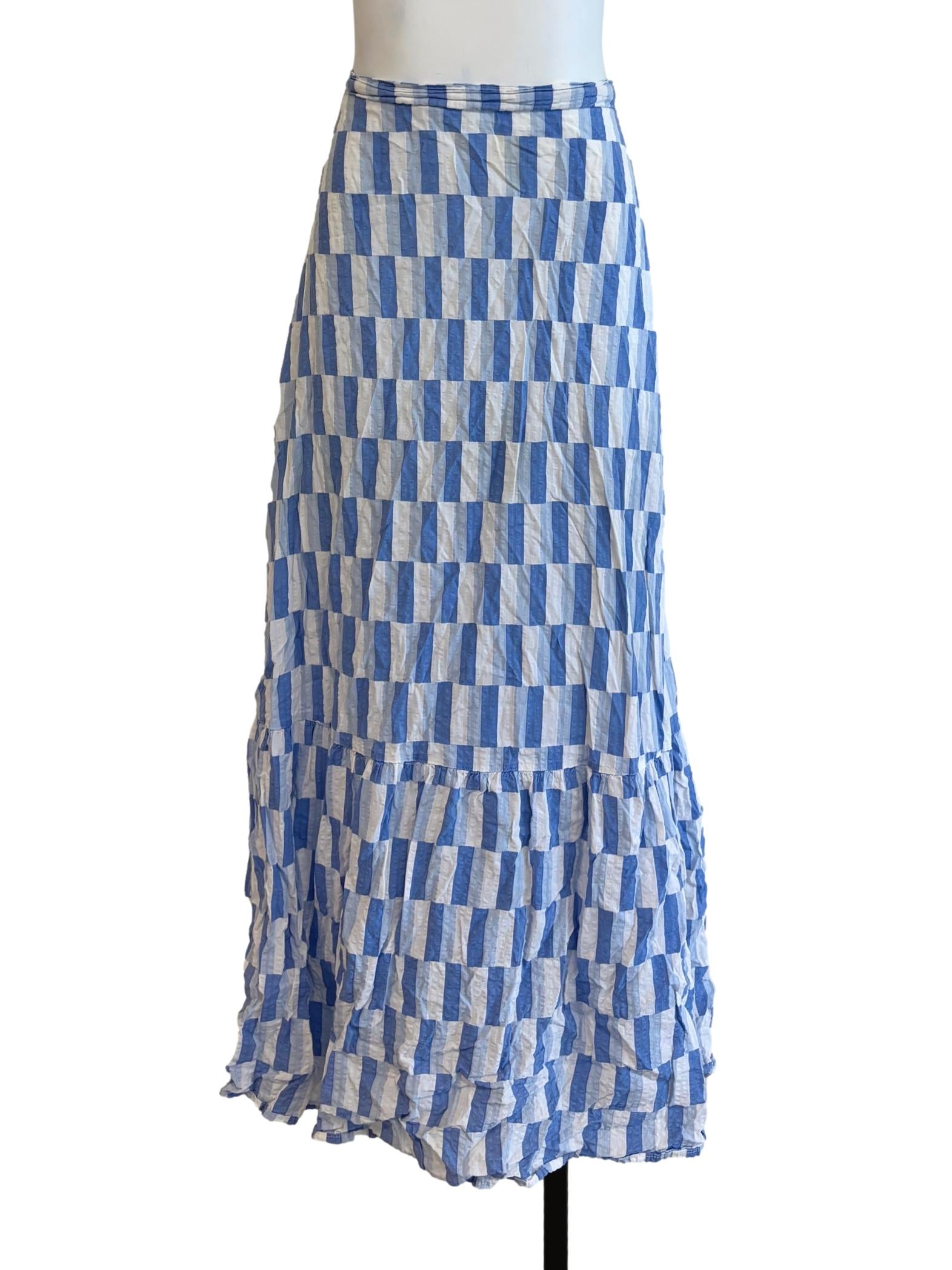 Blue Two Tone Patterned Skirt