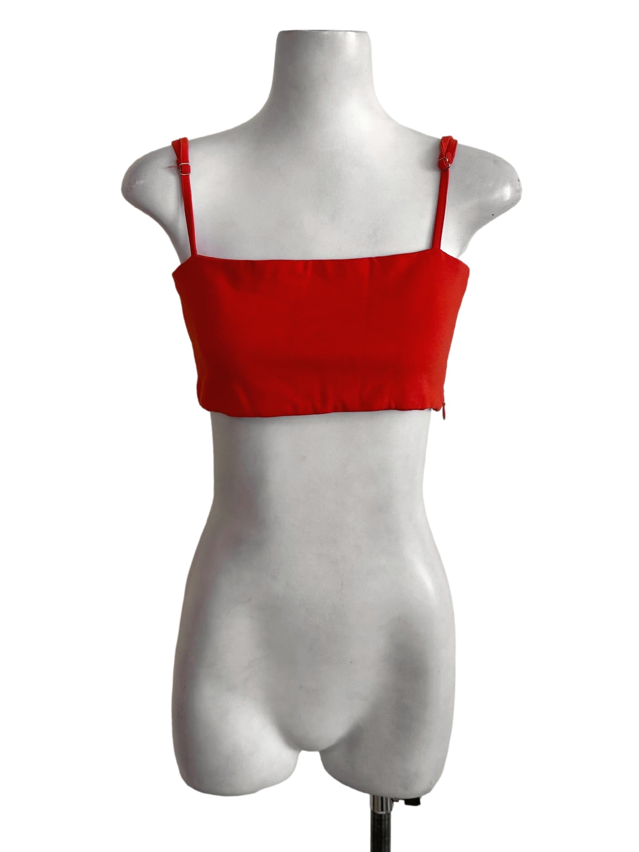 Orange Tube Cropped Spaghetti Strap Top YHF