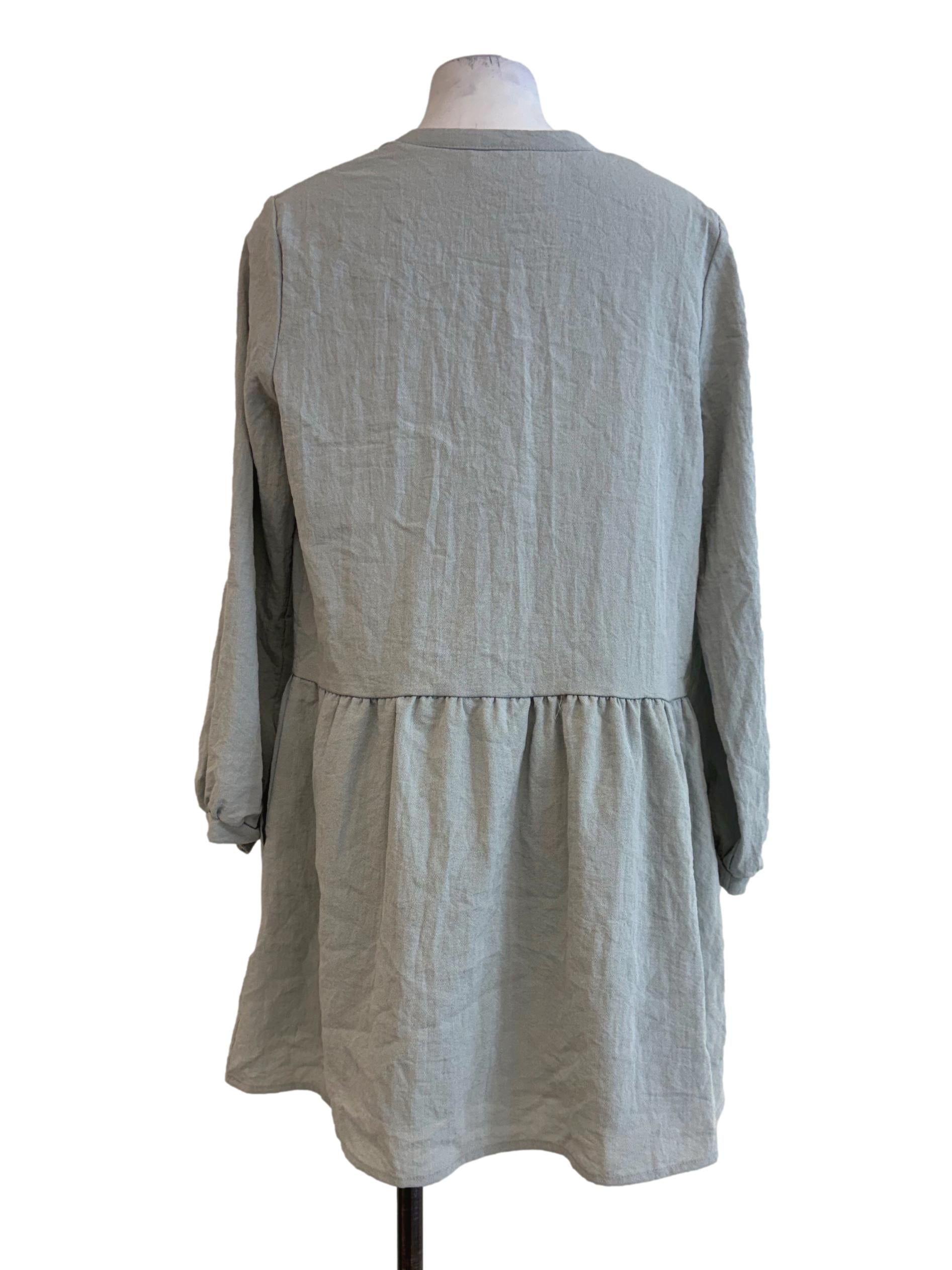 Ocean Green Long Sleeve Shirt Dress