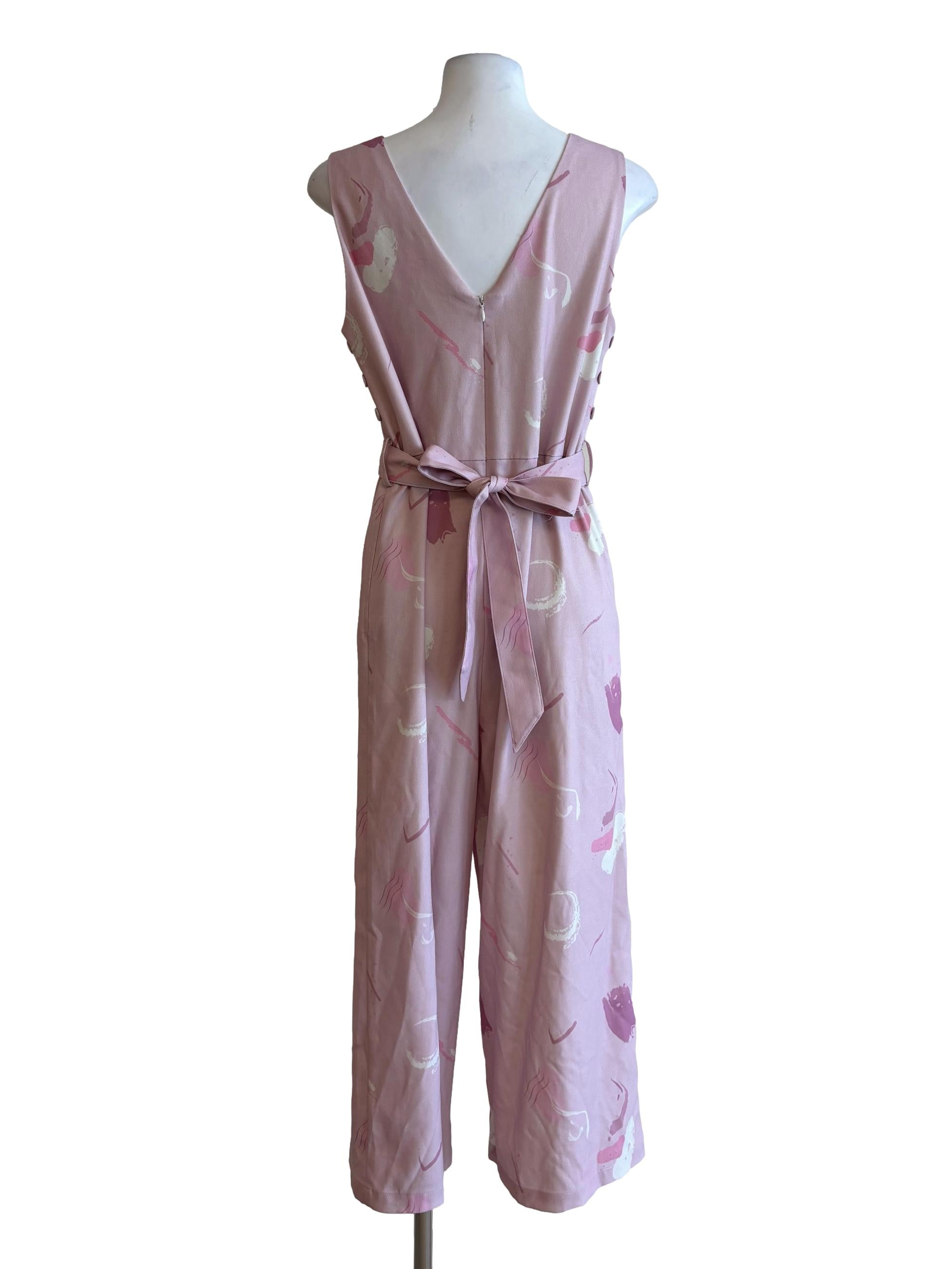 Bubble Gum Pink Sleeveless Printed Jumpsuit