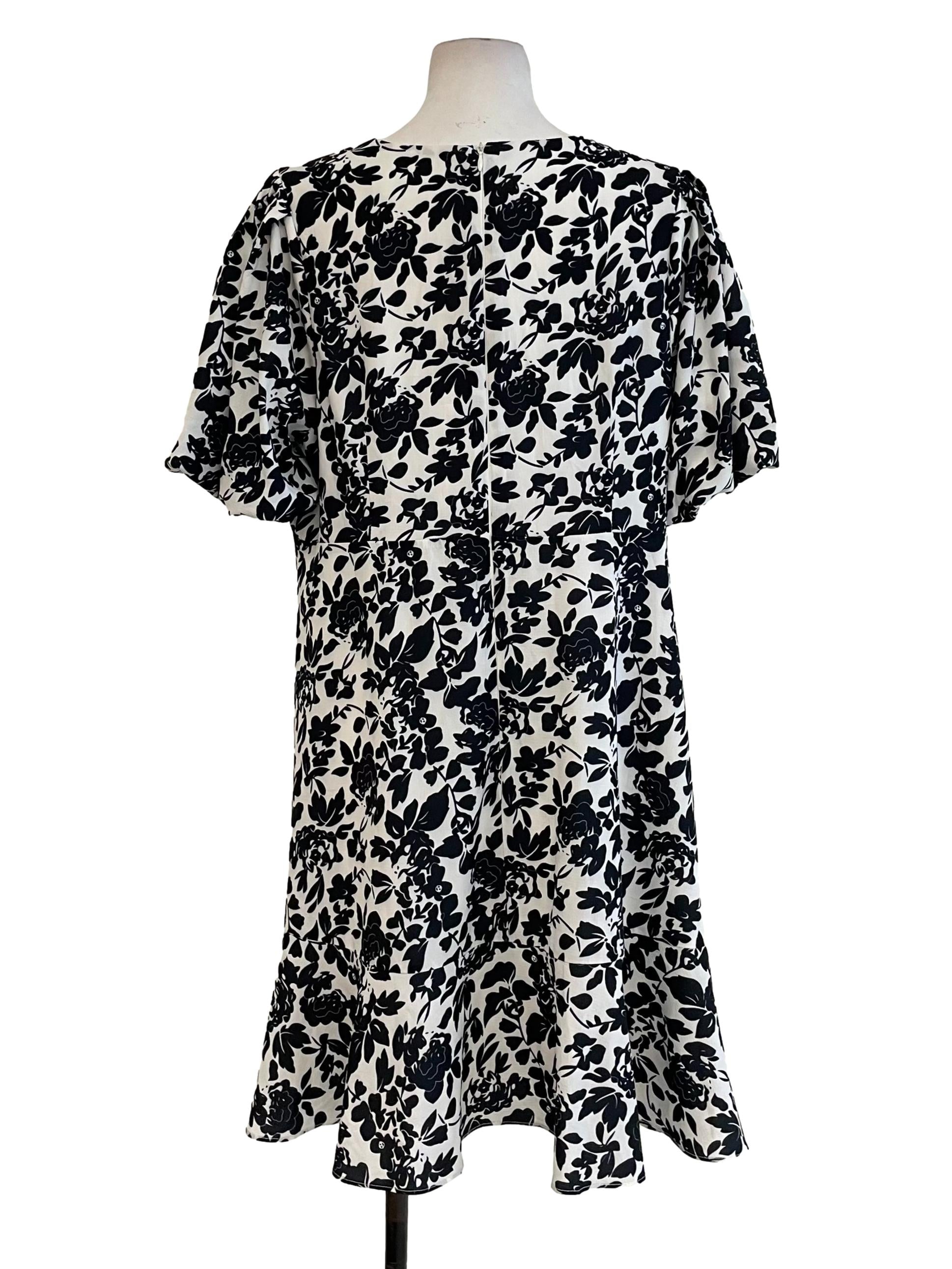 Black & White Floral Ruffle Dress