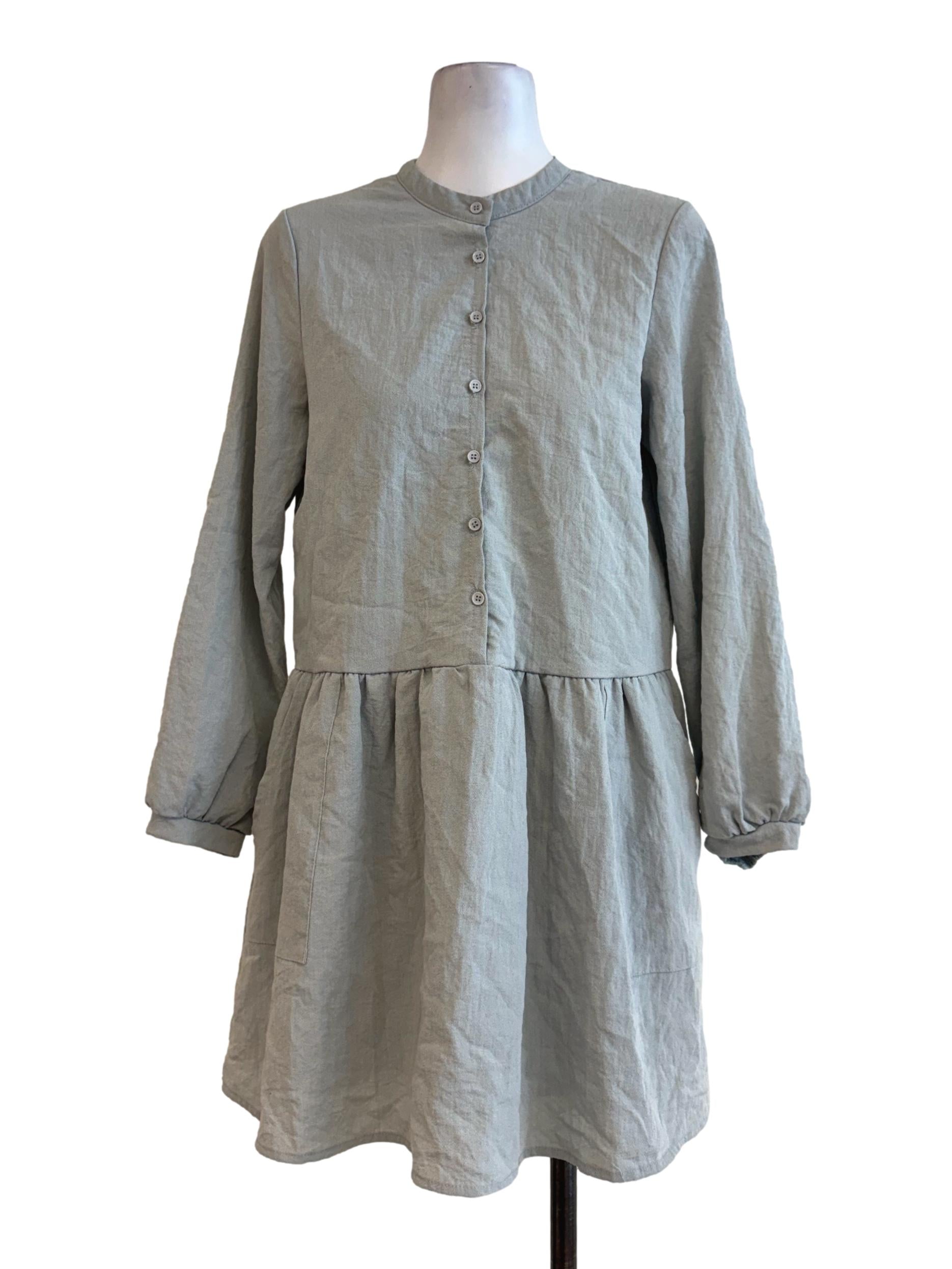 Ocean Green Long Sleeve Shirt Dress