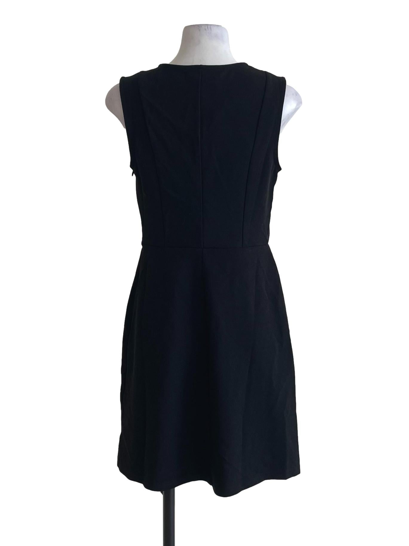 Black Plain V Neck Dress