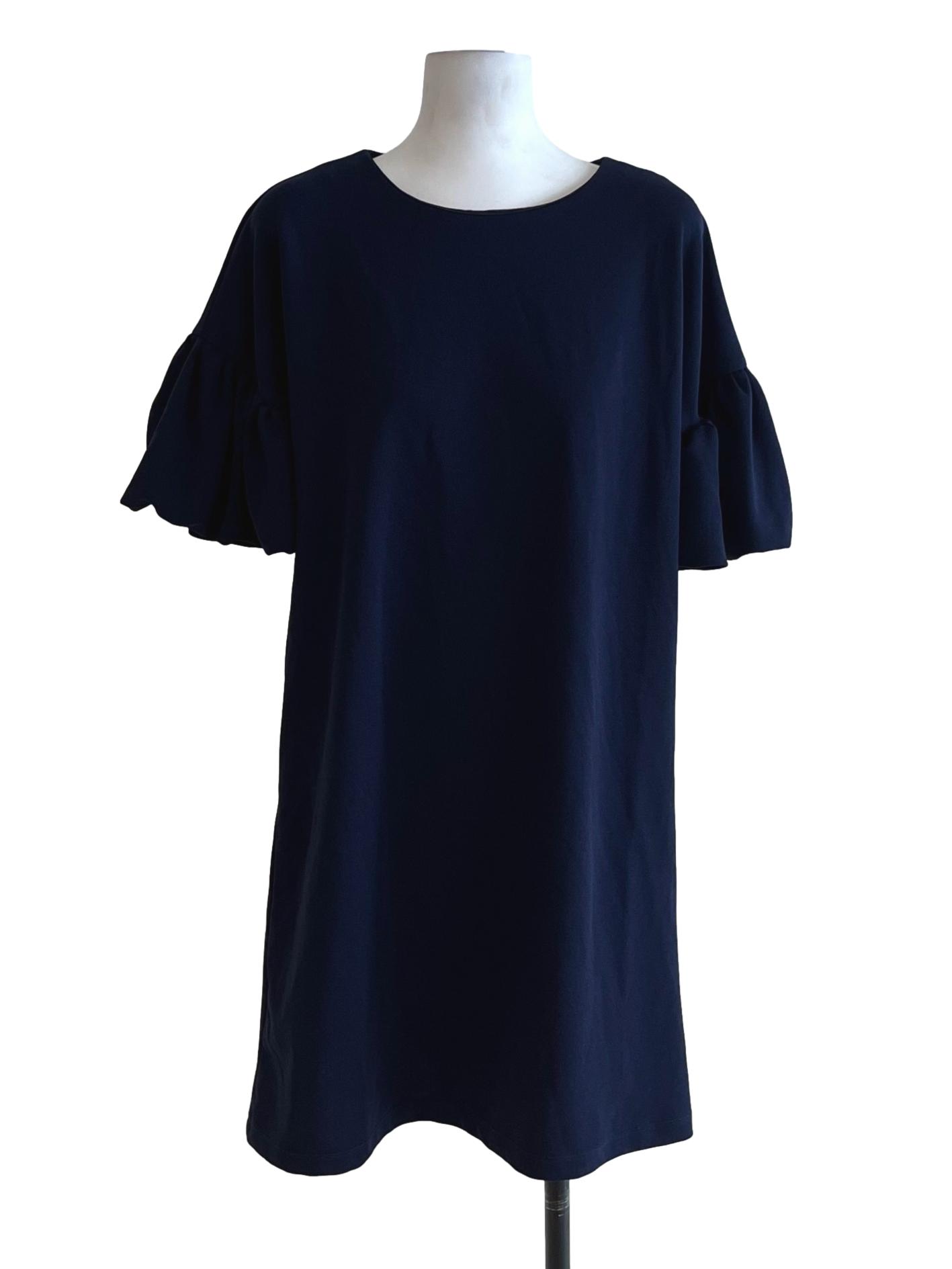 Navy Blue Jewel Neckline Empire Dress