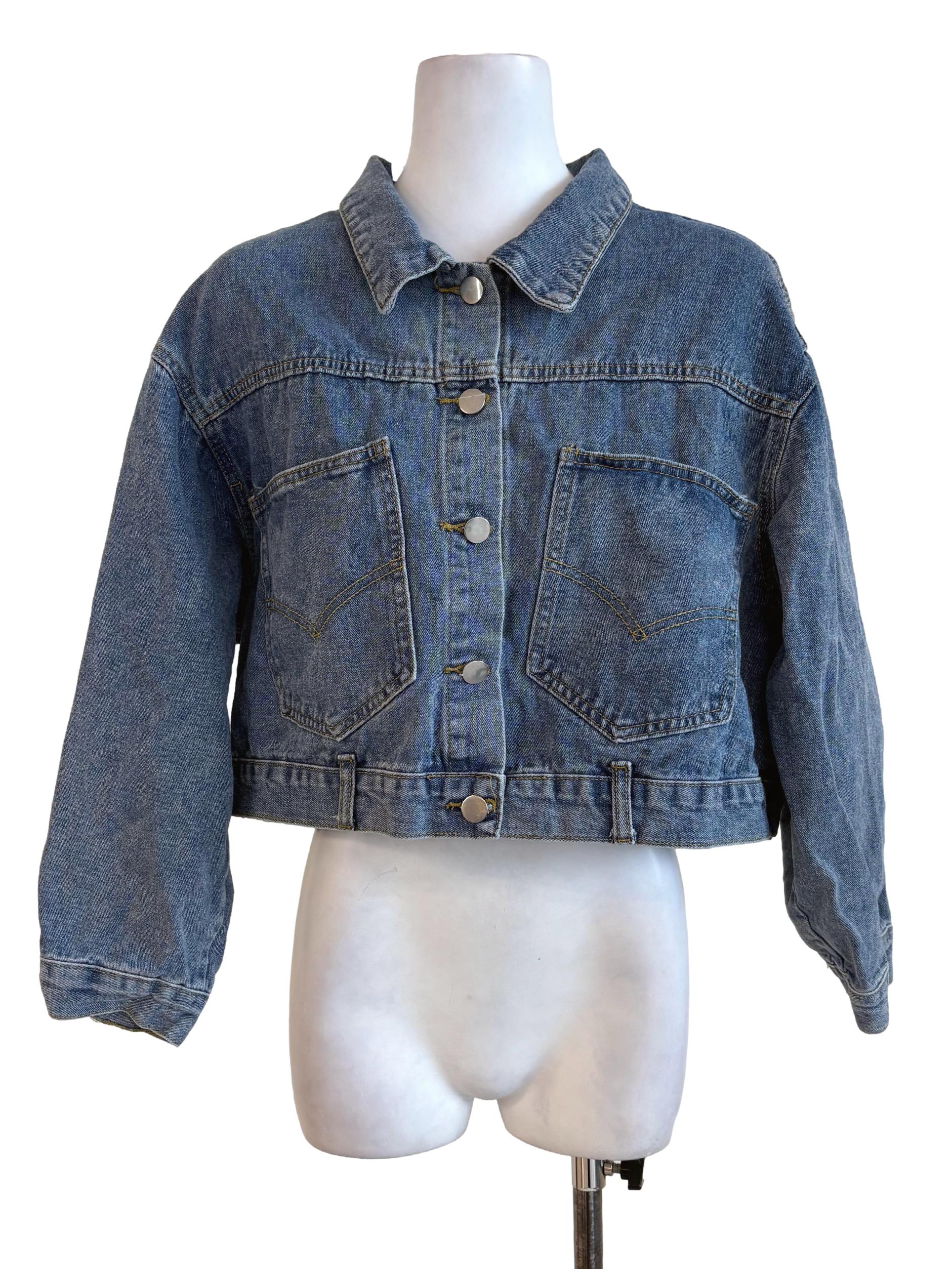 Blue Denim Cropped Jacket