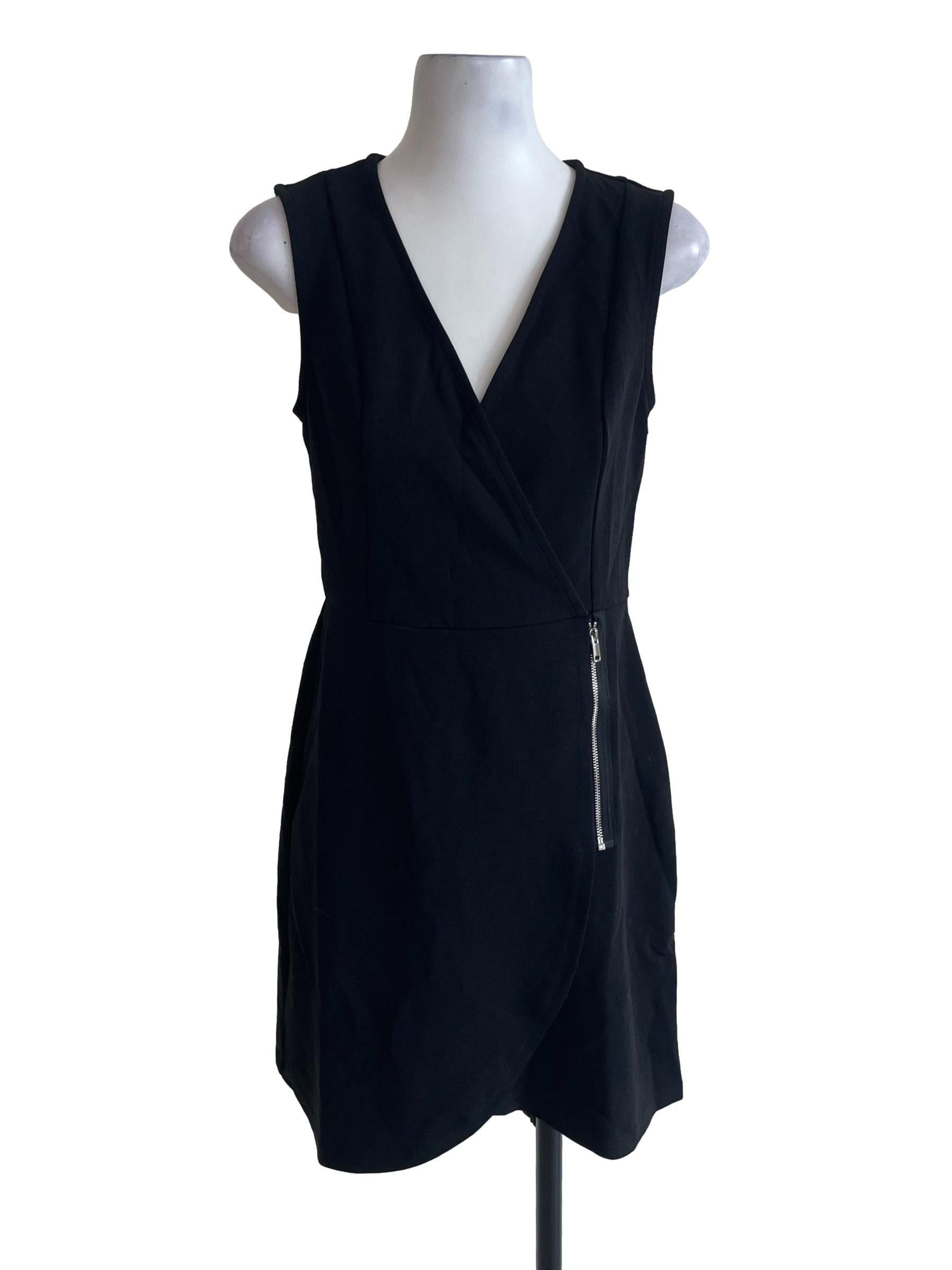 Black Plain V Neck Dress