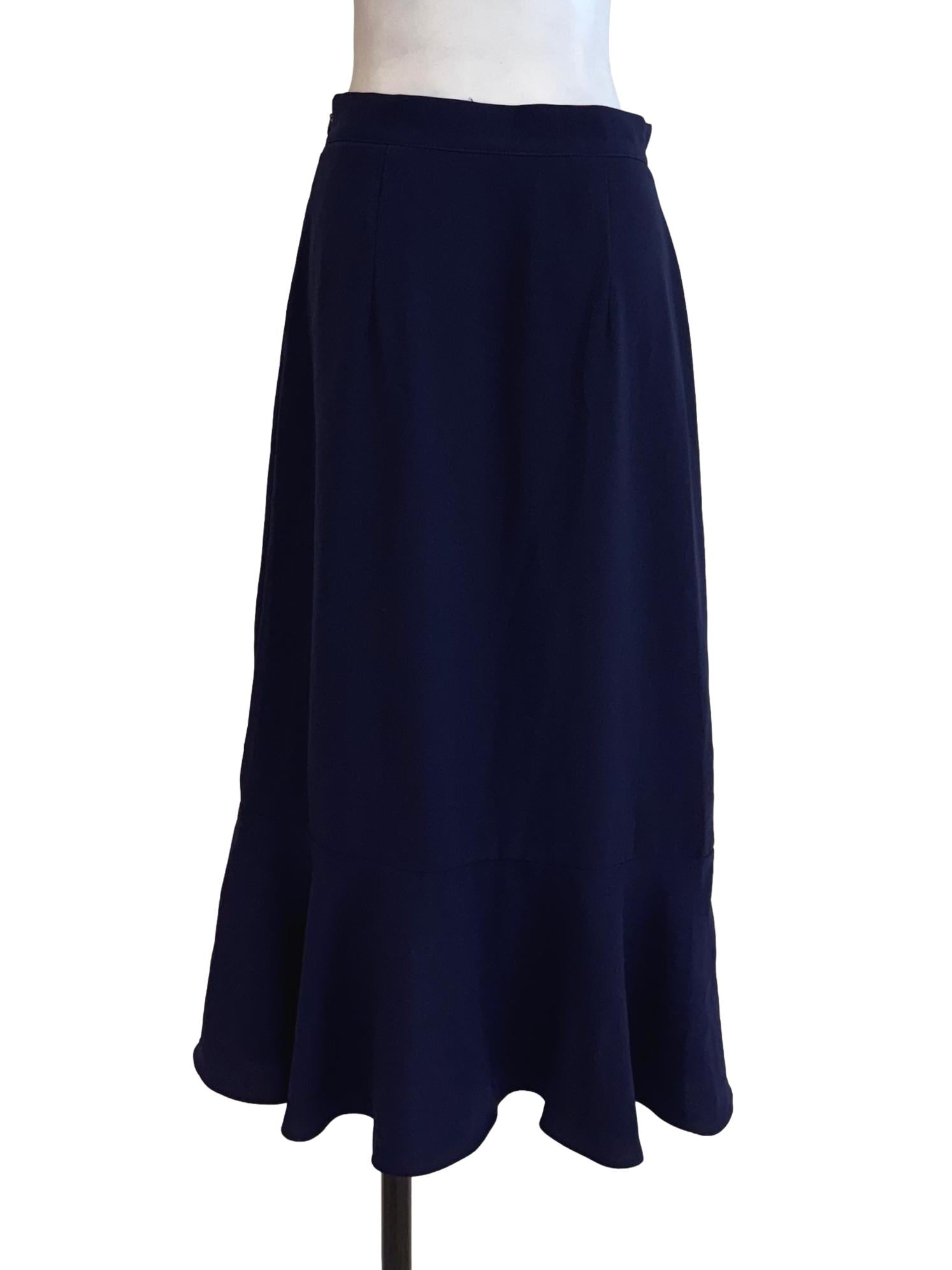 Navy Blue Ruffle A-Line Skirt