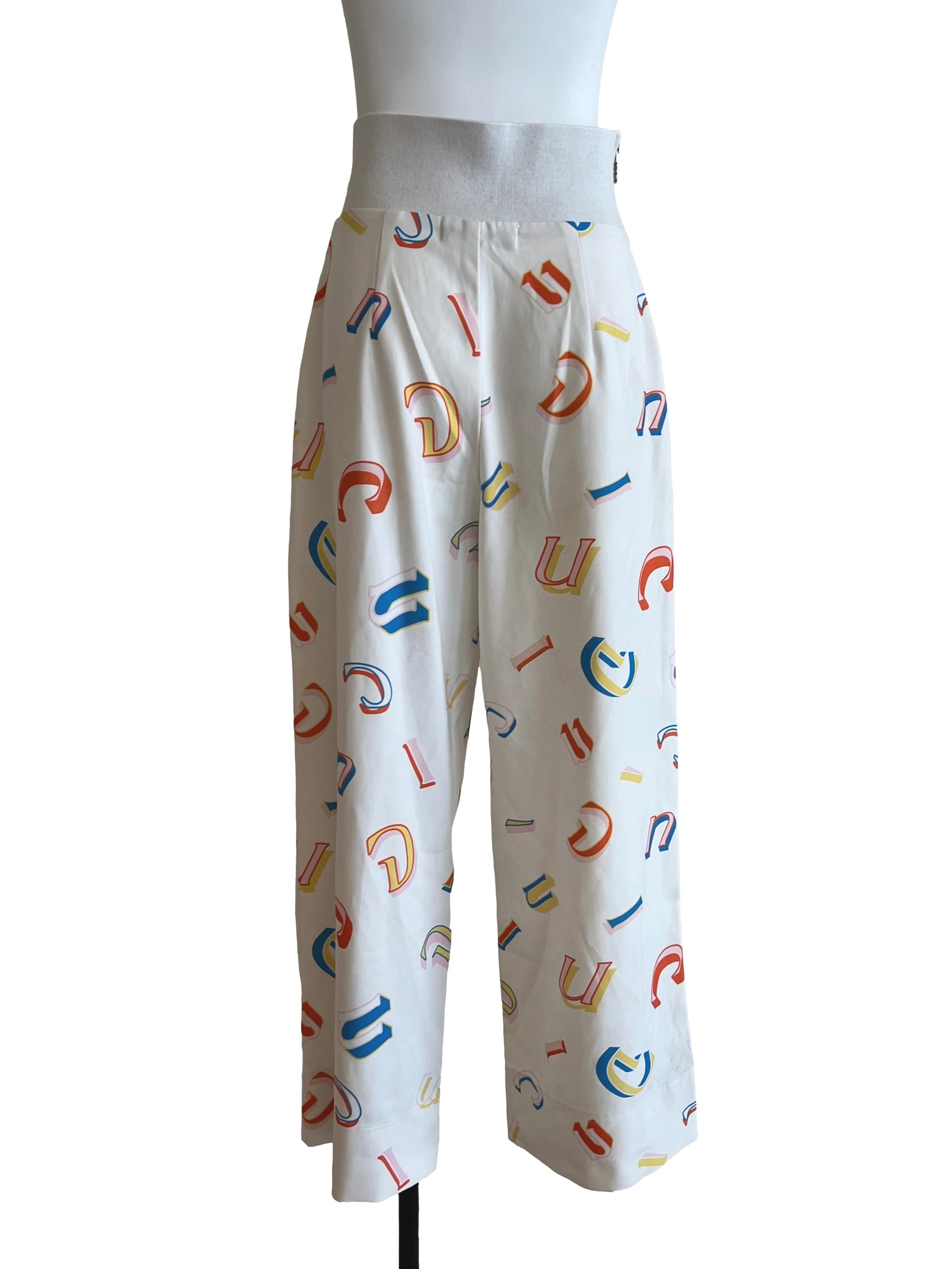 White Printed Trousers