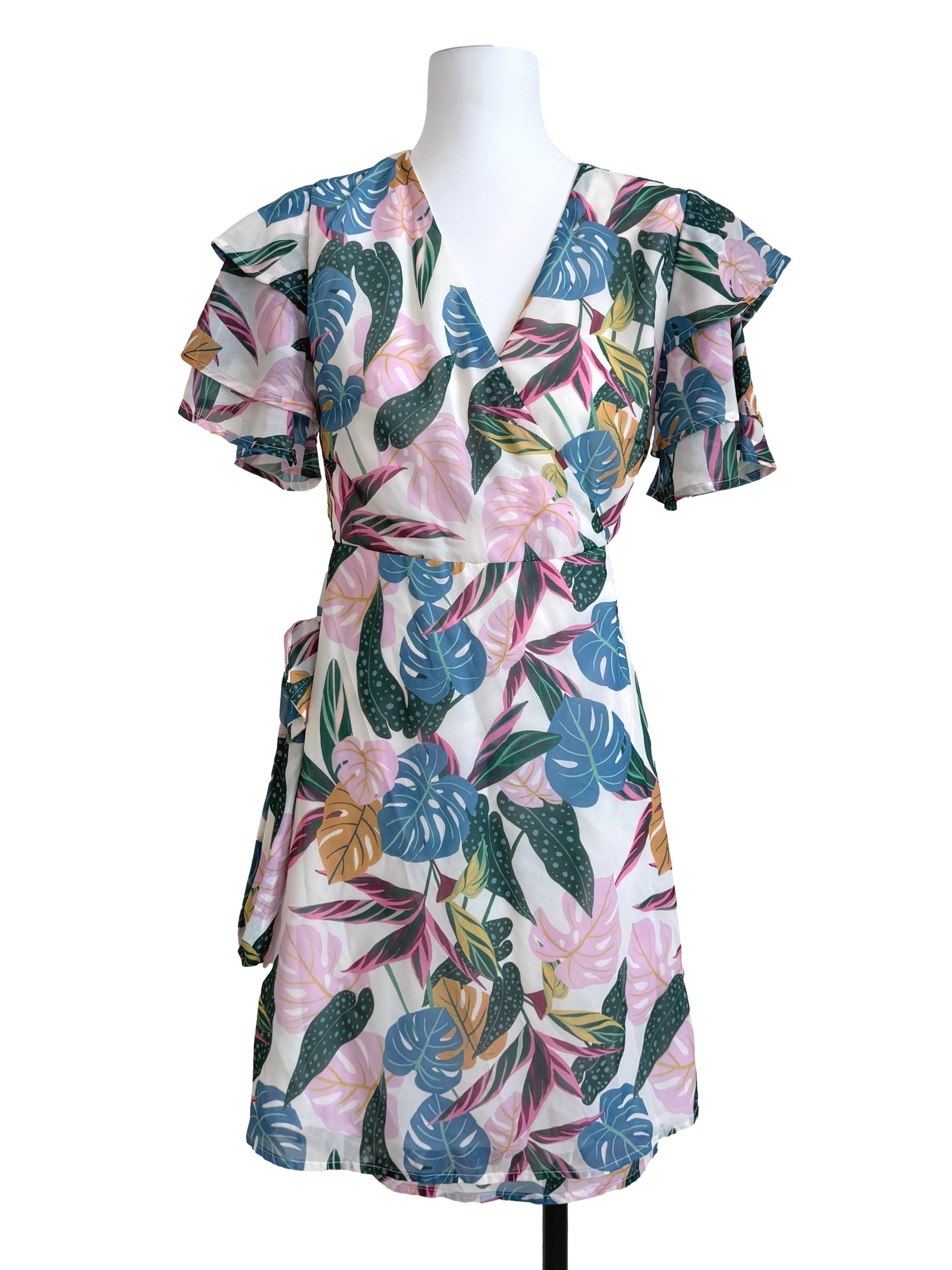 Multicolor Printed Wrap Dress