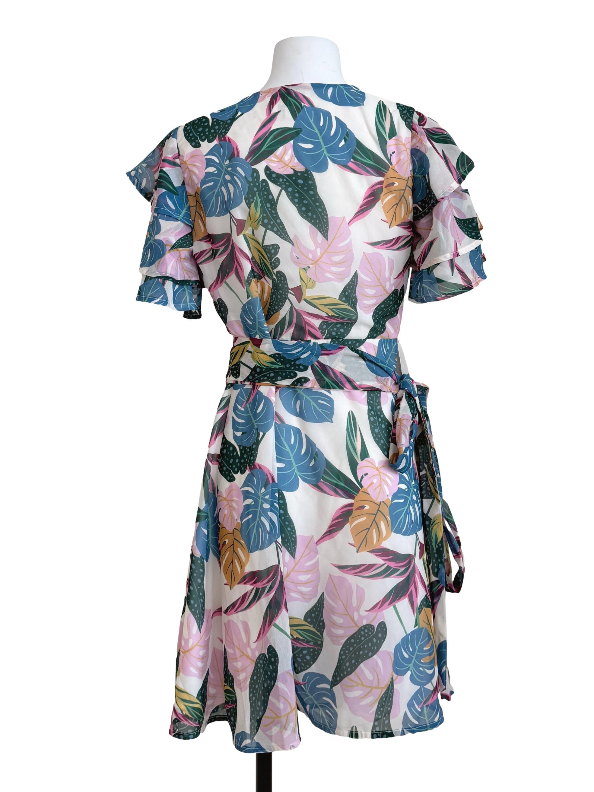 Multicolor Printed Wrap Dress