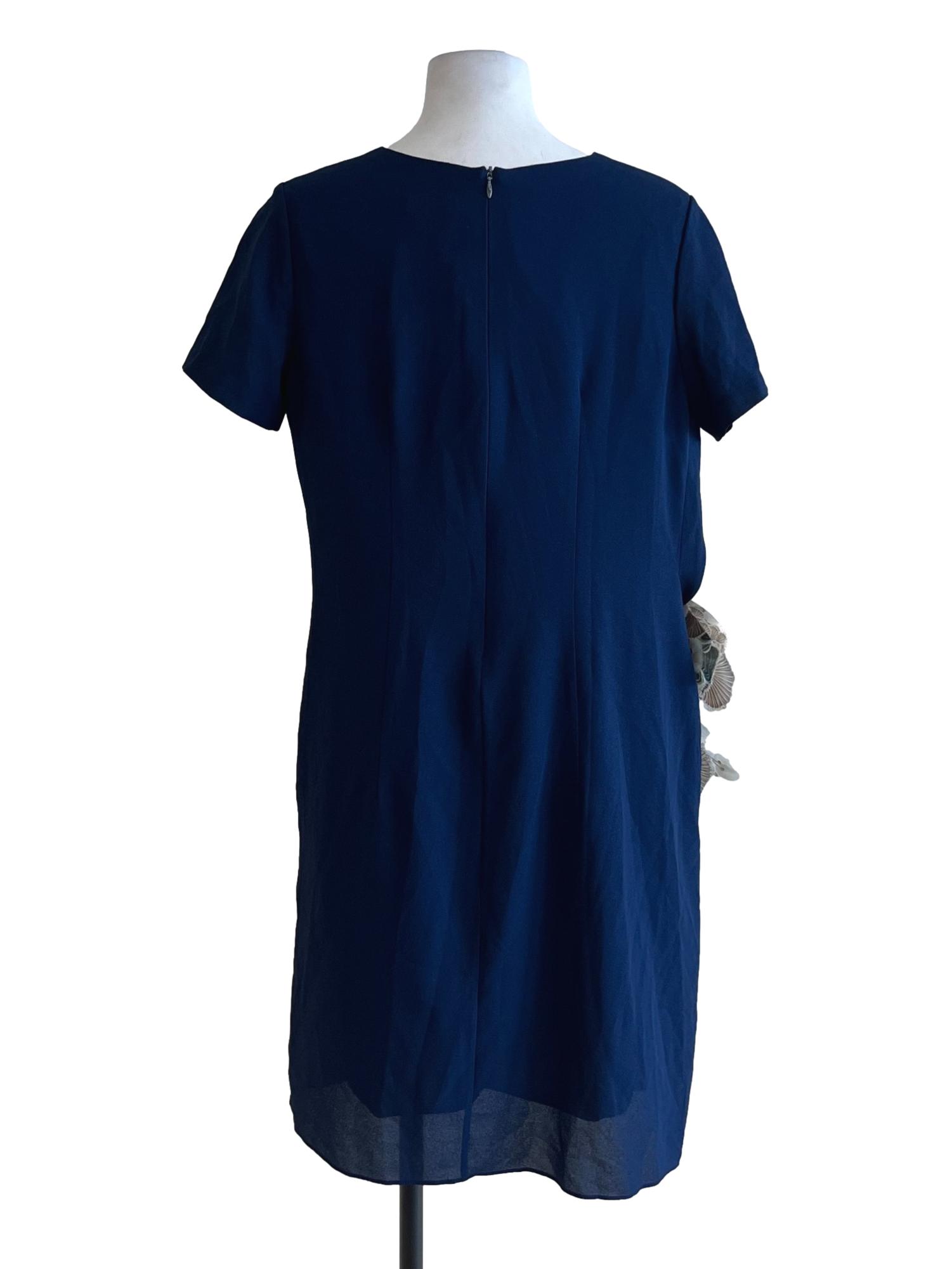 Navy Blue Jewel Neckline Empire Dress