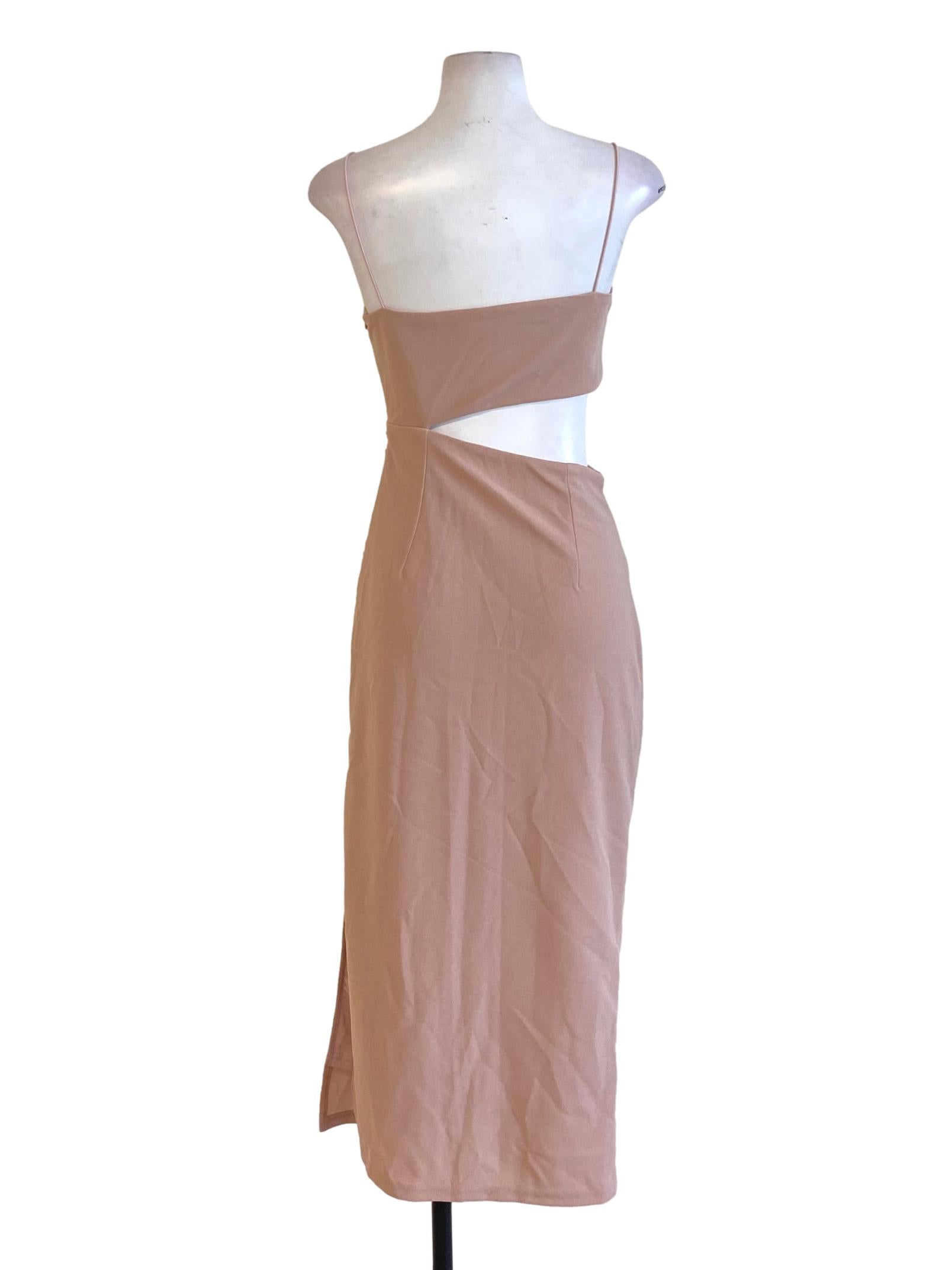 Lemonade Pink Spaghetti Strap Square Neck Cut Out Waist Wrap Bodycon Dress