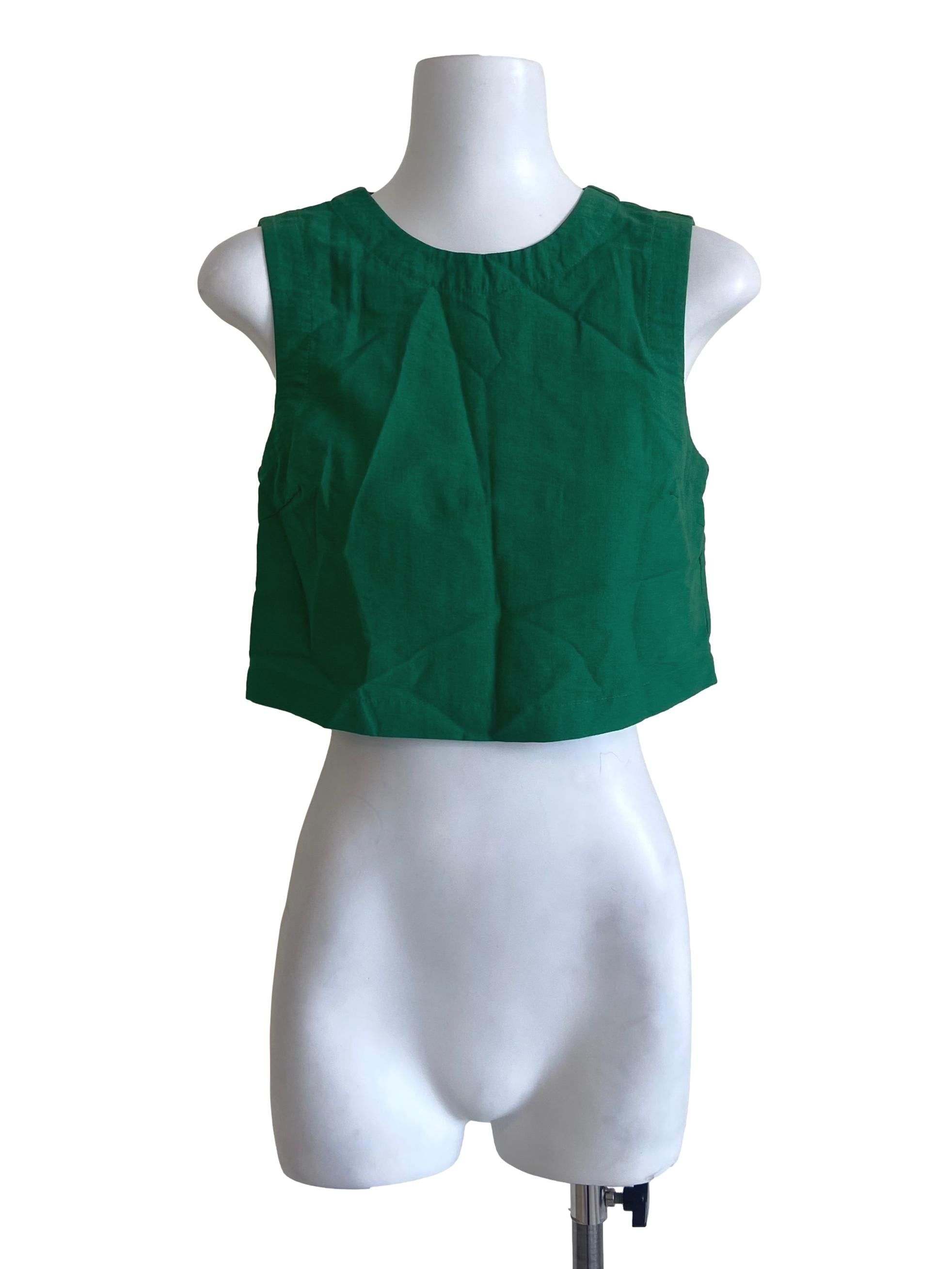 Parakeet Green Sleeveless Crop Top
