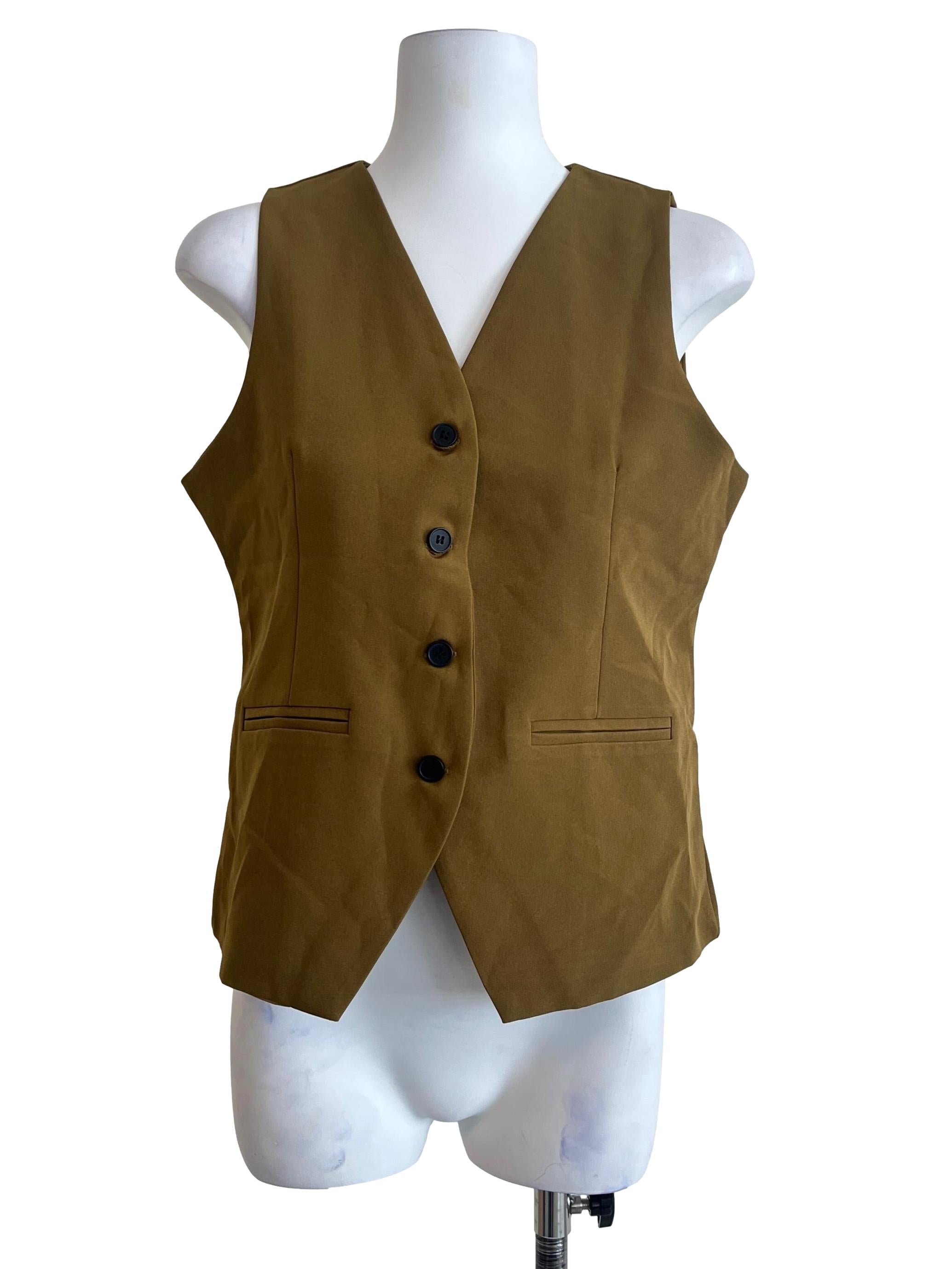 Olive Green V-Neck Vest