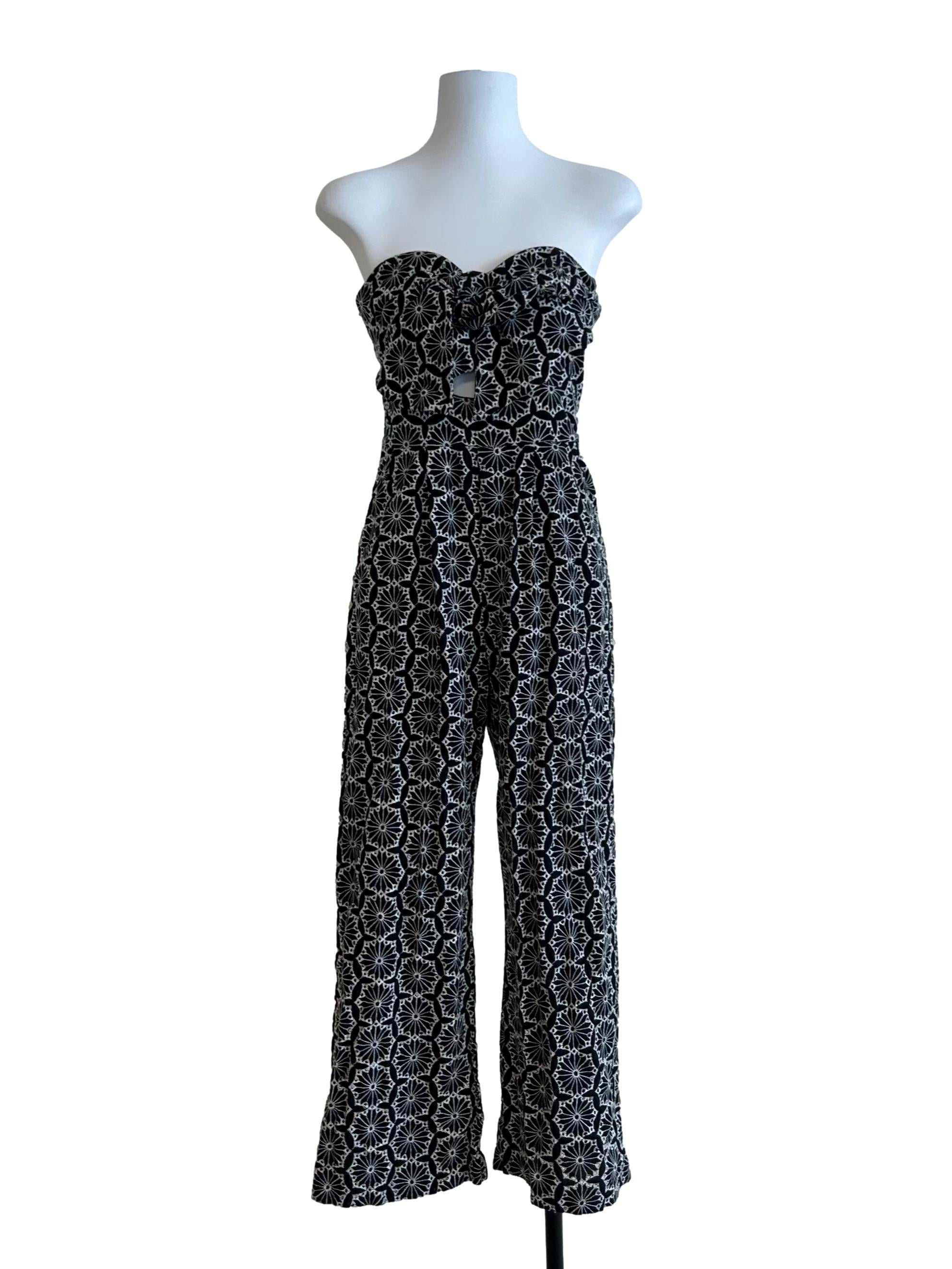 Black And White Embroidered Jumpsuit