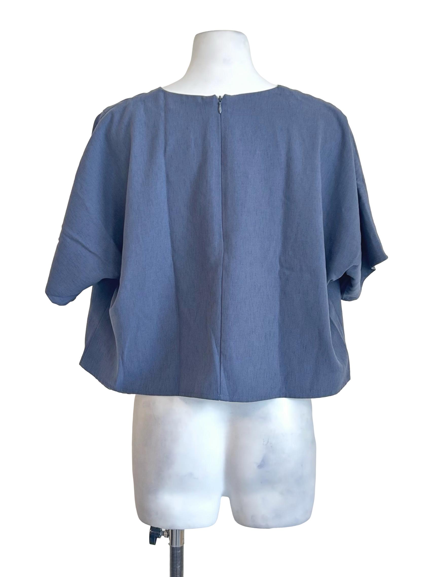 Aegean Blue V Neck Crop Top