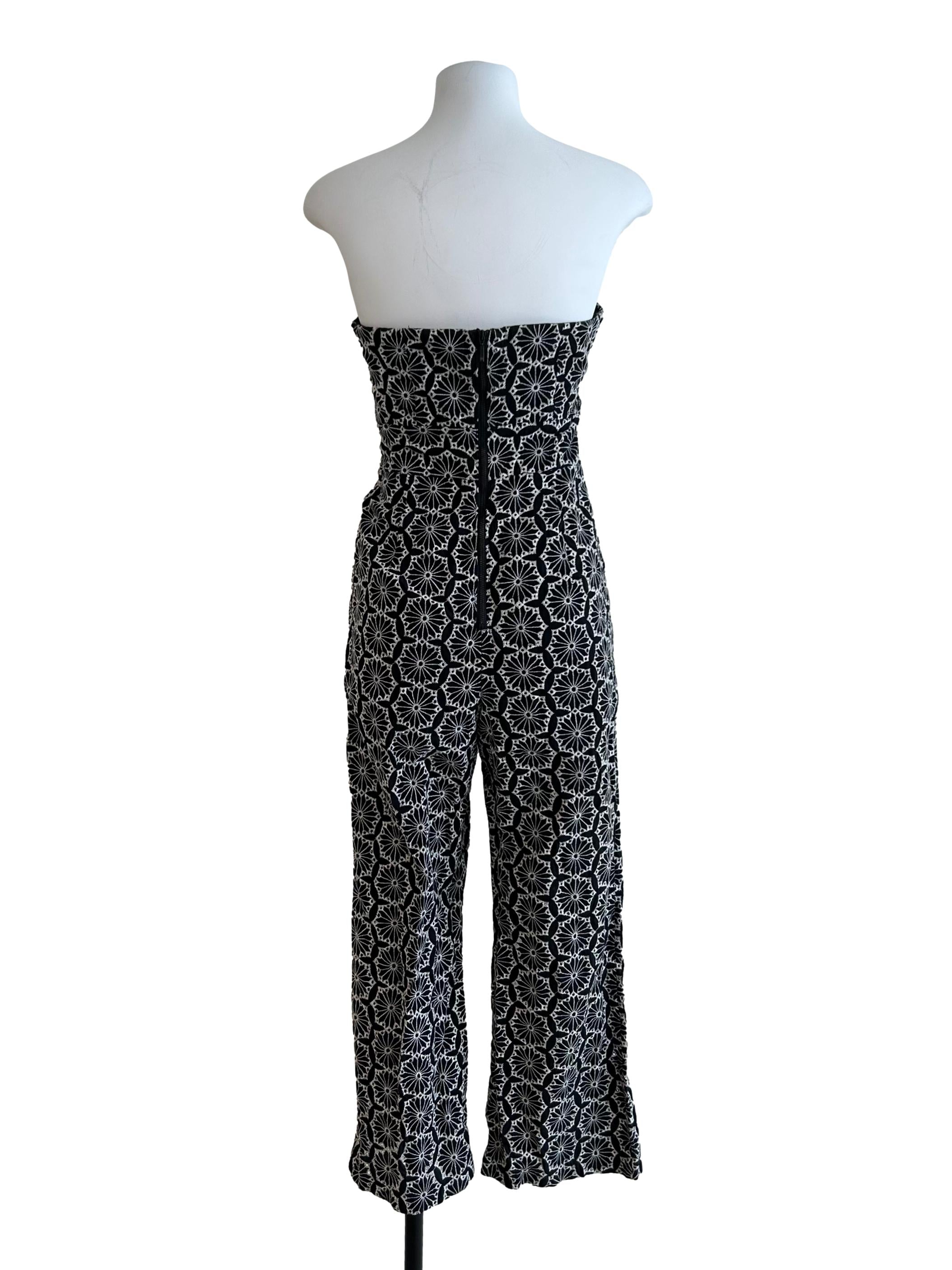 Black And White Embroidered Jumpsuit