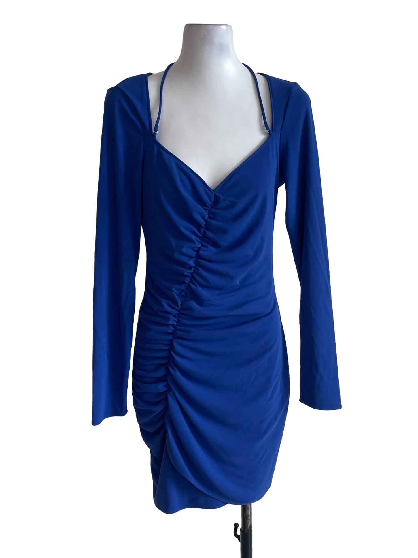 Cobalt Blue Ruched Bodycon Dress
