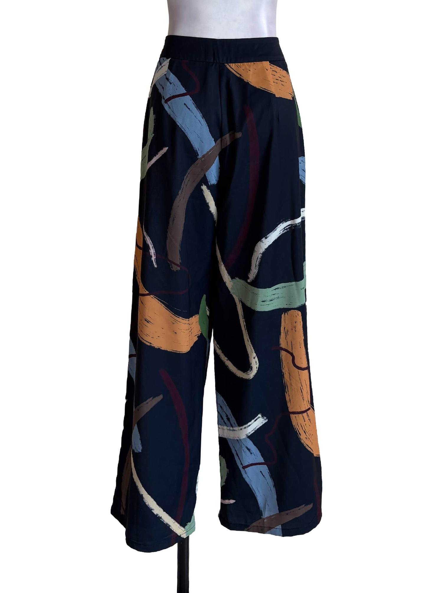 Navy Blue Abstract Palazzo OSN