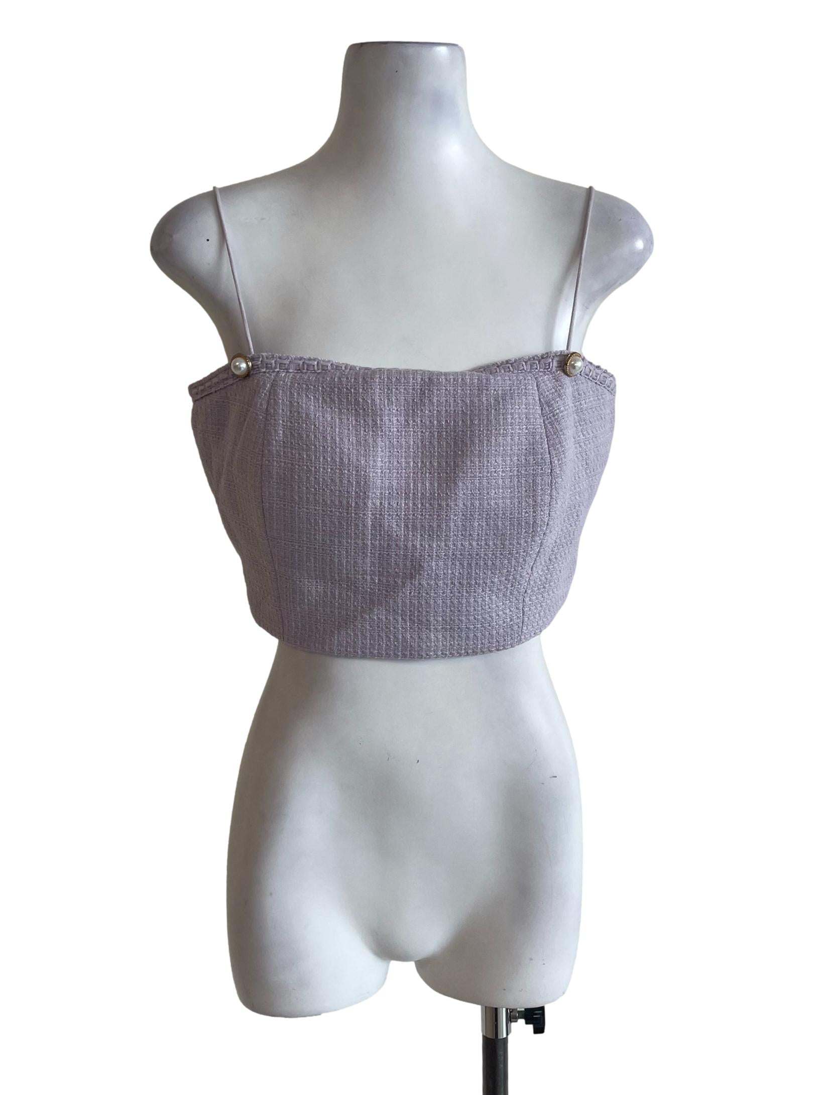 Periwinkle Tweed Crop Top