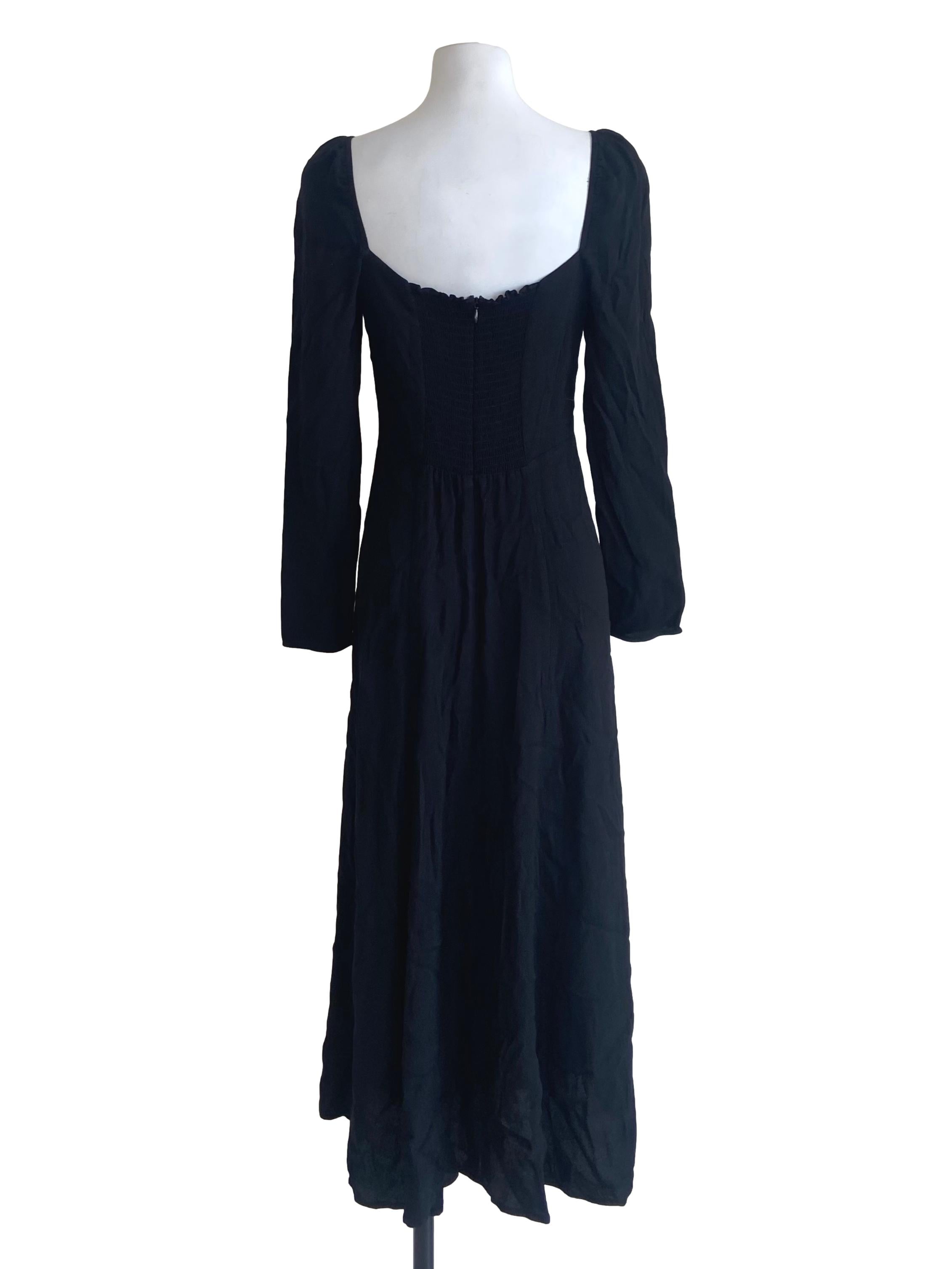 Black Square Neck Slit Dress