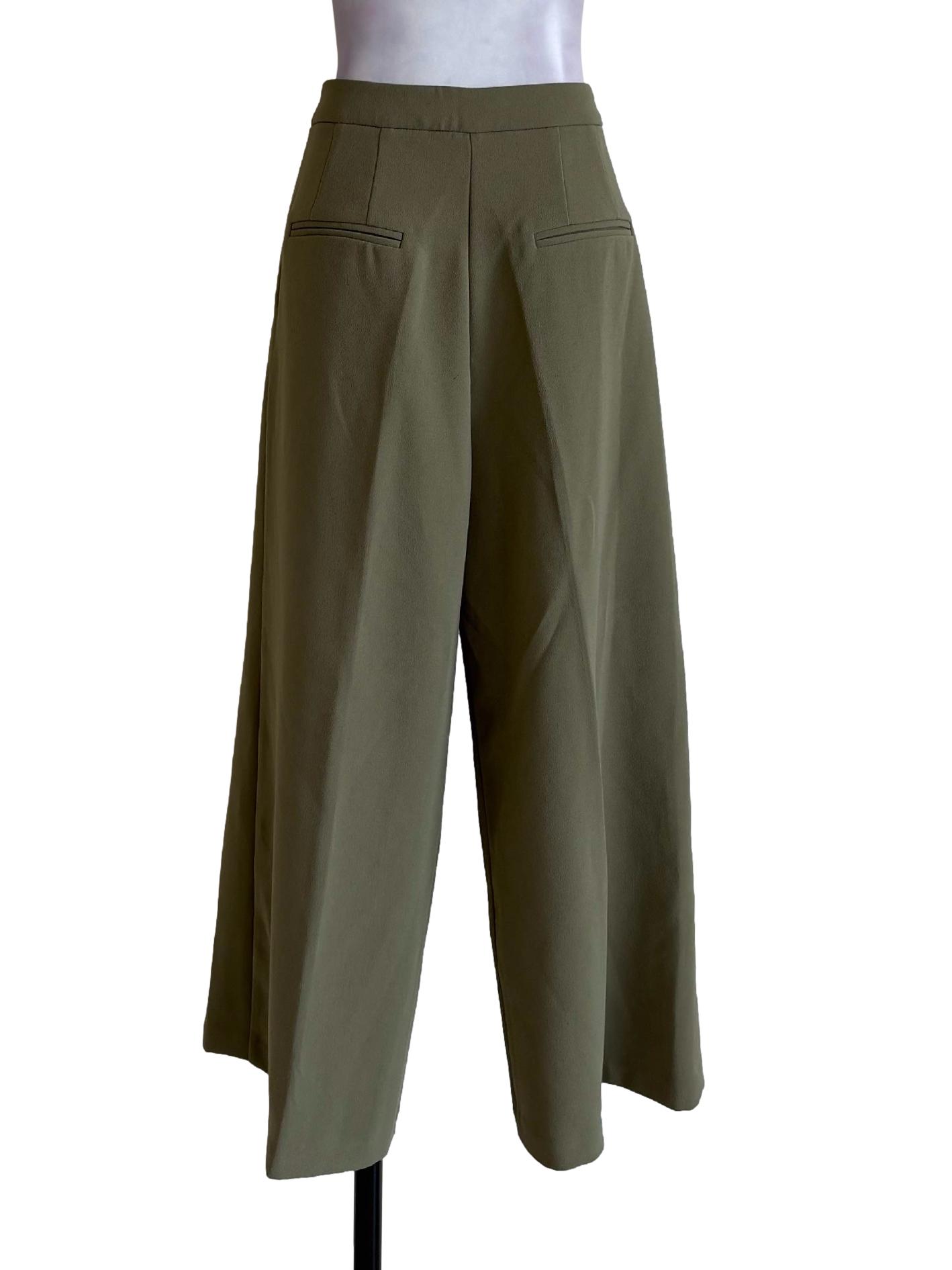 Olive Green Wide Leg Dress Pants OSN