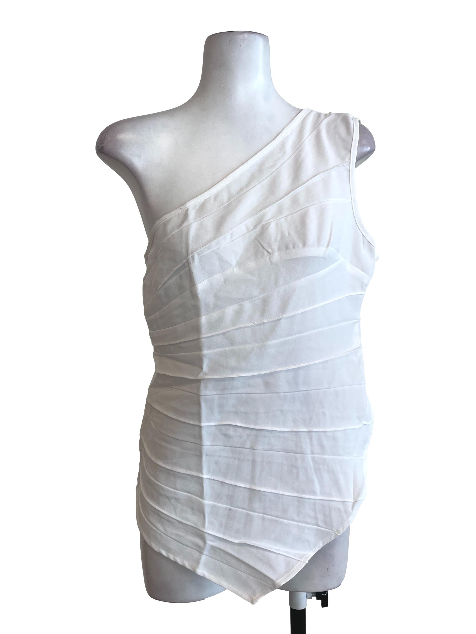 White Layered Asymmetric Sleeve Tops