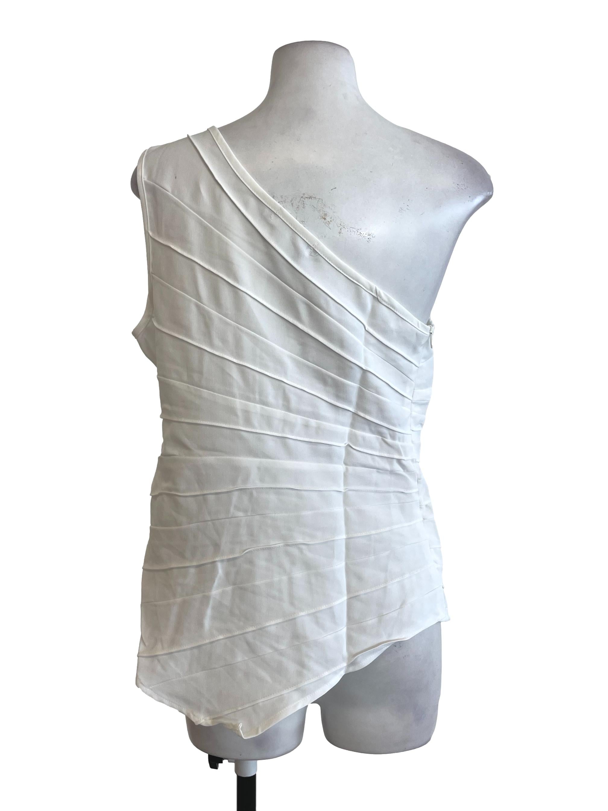 White Layered Asymmetric Sleeve Tops
