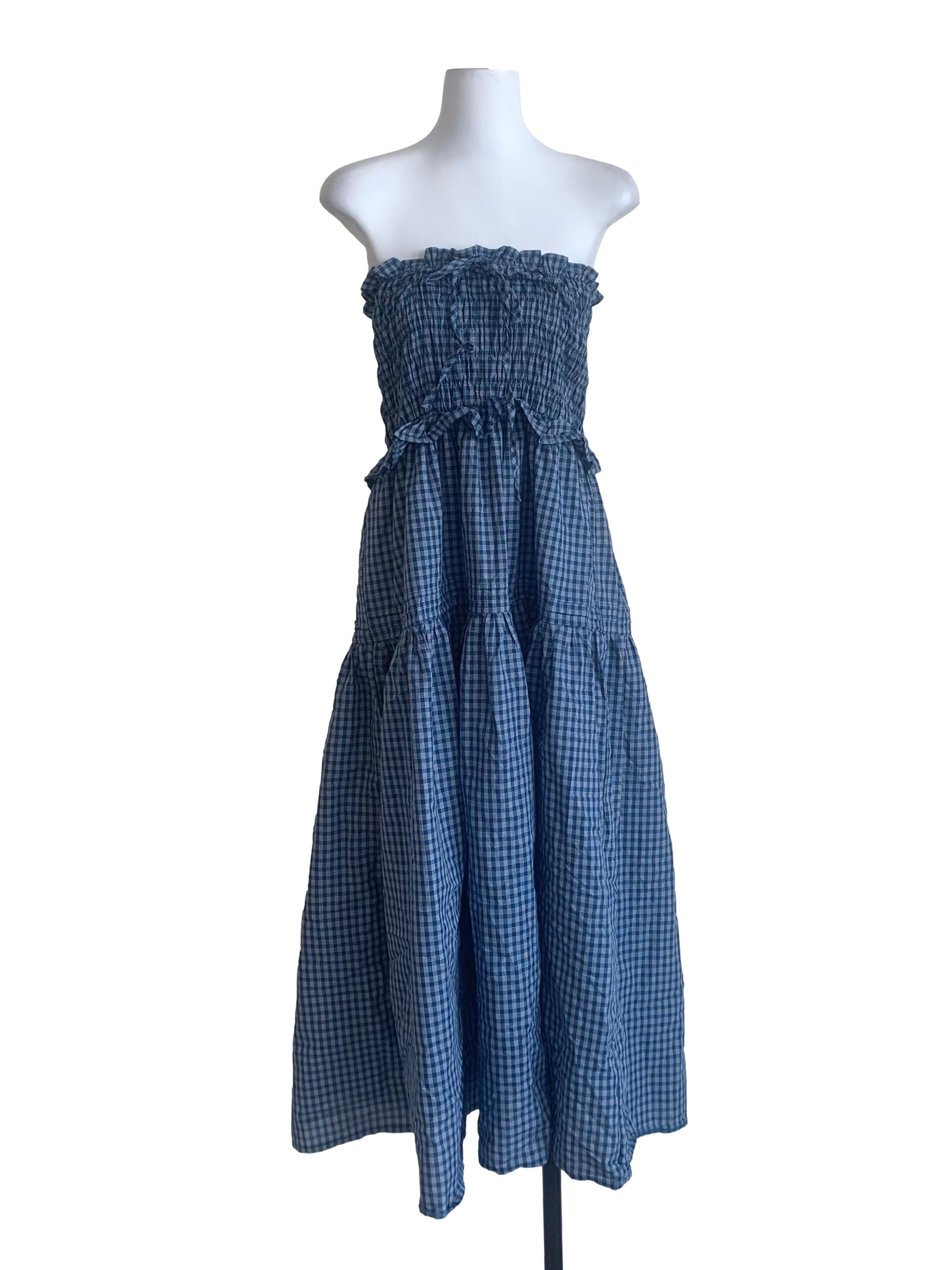 Aegean Blue Gingham Pattern Dress