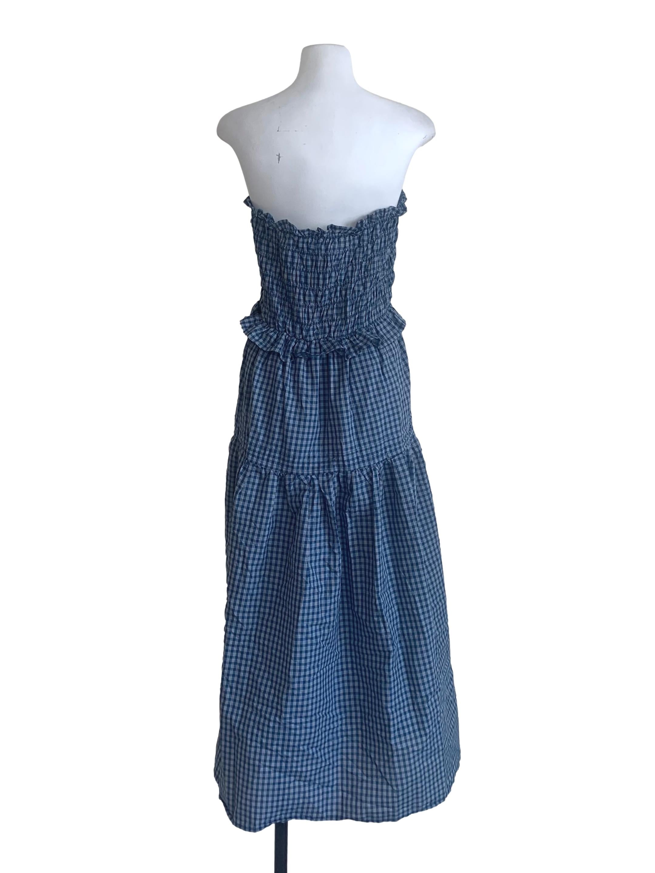 Aegean Blue Gingham Pattern Dress