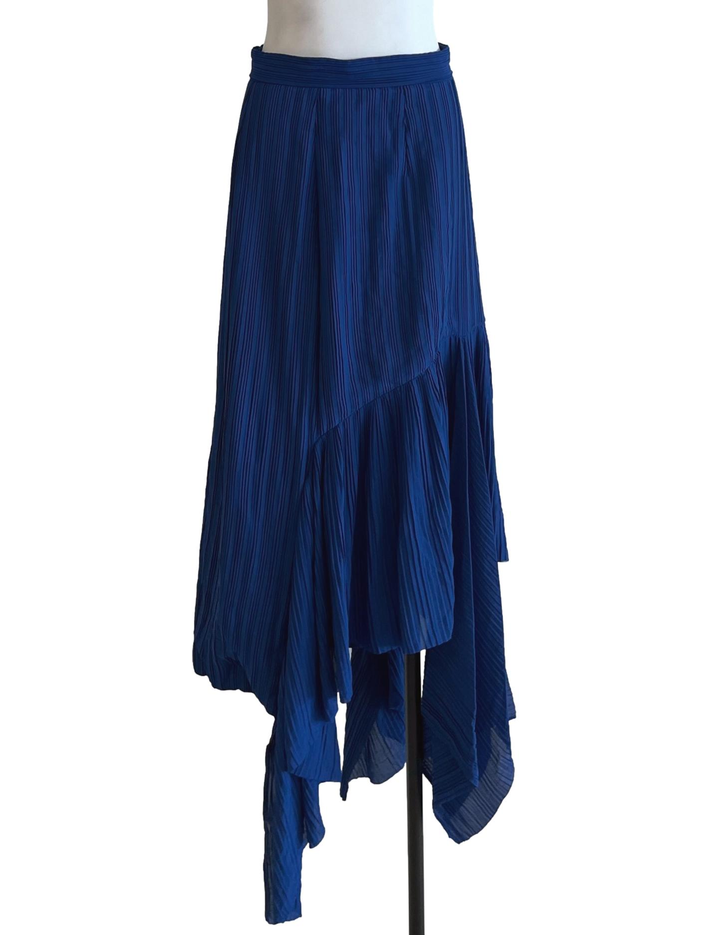 Azure Blue Pleated A-Line Skirt
