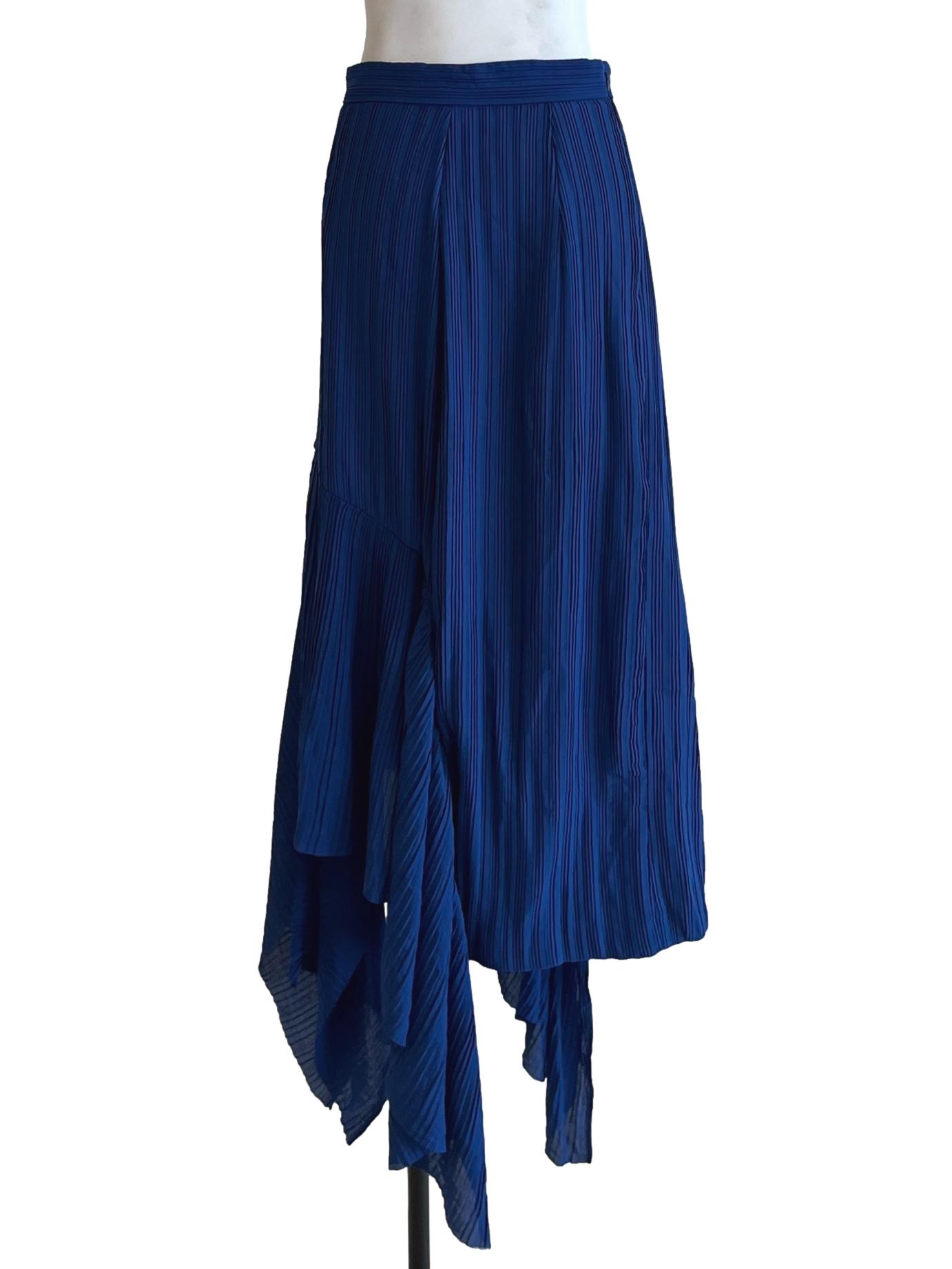 Azure Blue Pleated A-Line Skirt