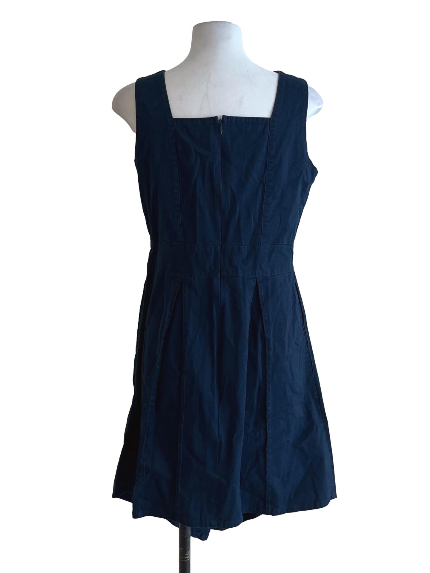 Navy Blue Asymmetrical Neckline A-Line Dress