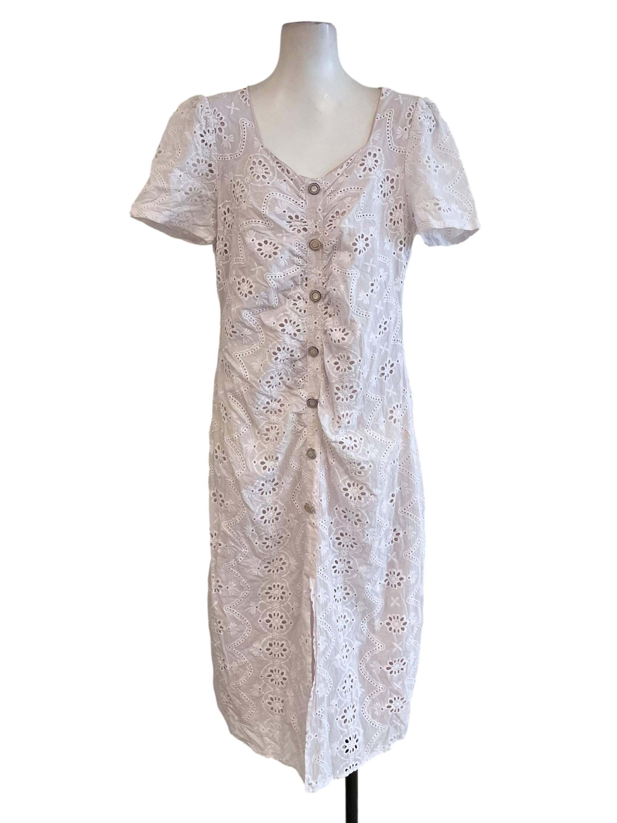 Salt White Hollow Square Neck Dress