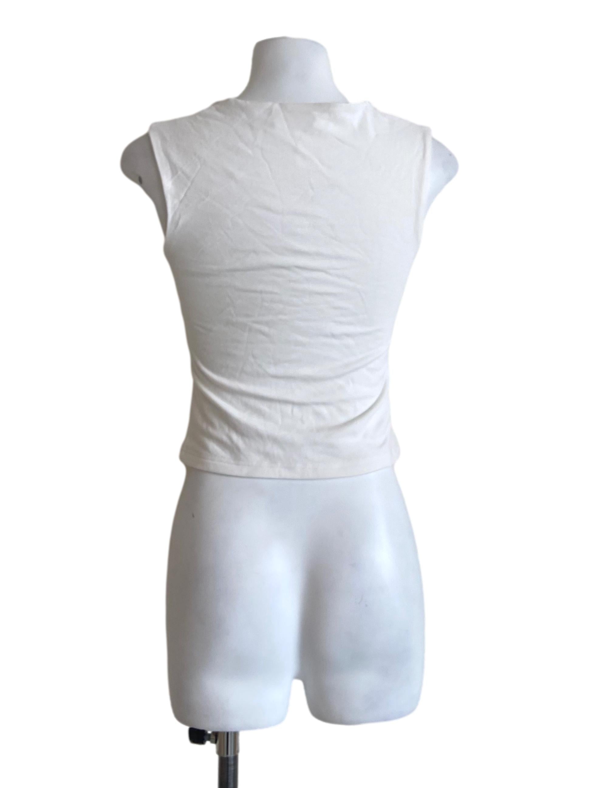 White Sleeveless Square Neck Crop Top