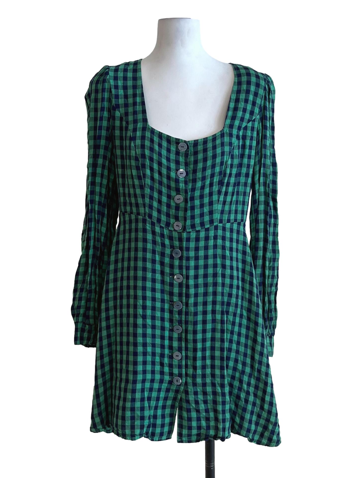 Fern Green Gingham Empire Dress