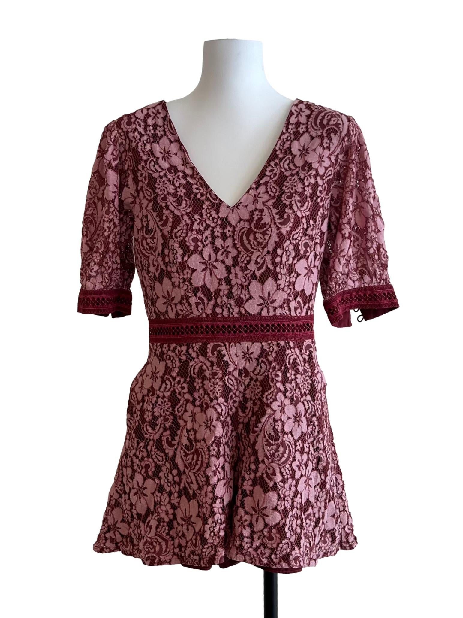 Blush Red Eyelet Romper