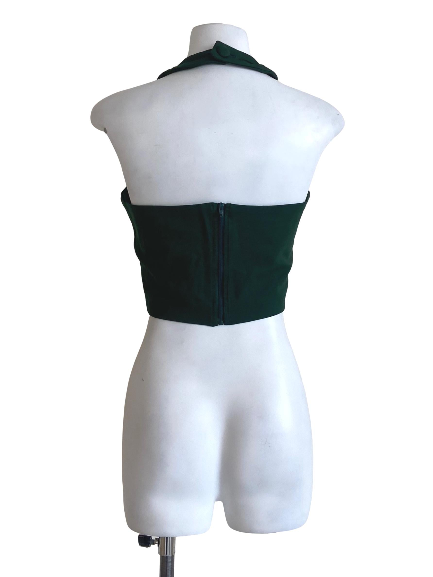 Emerald Green Halter Neck Crop Top
