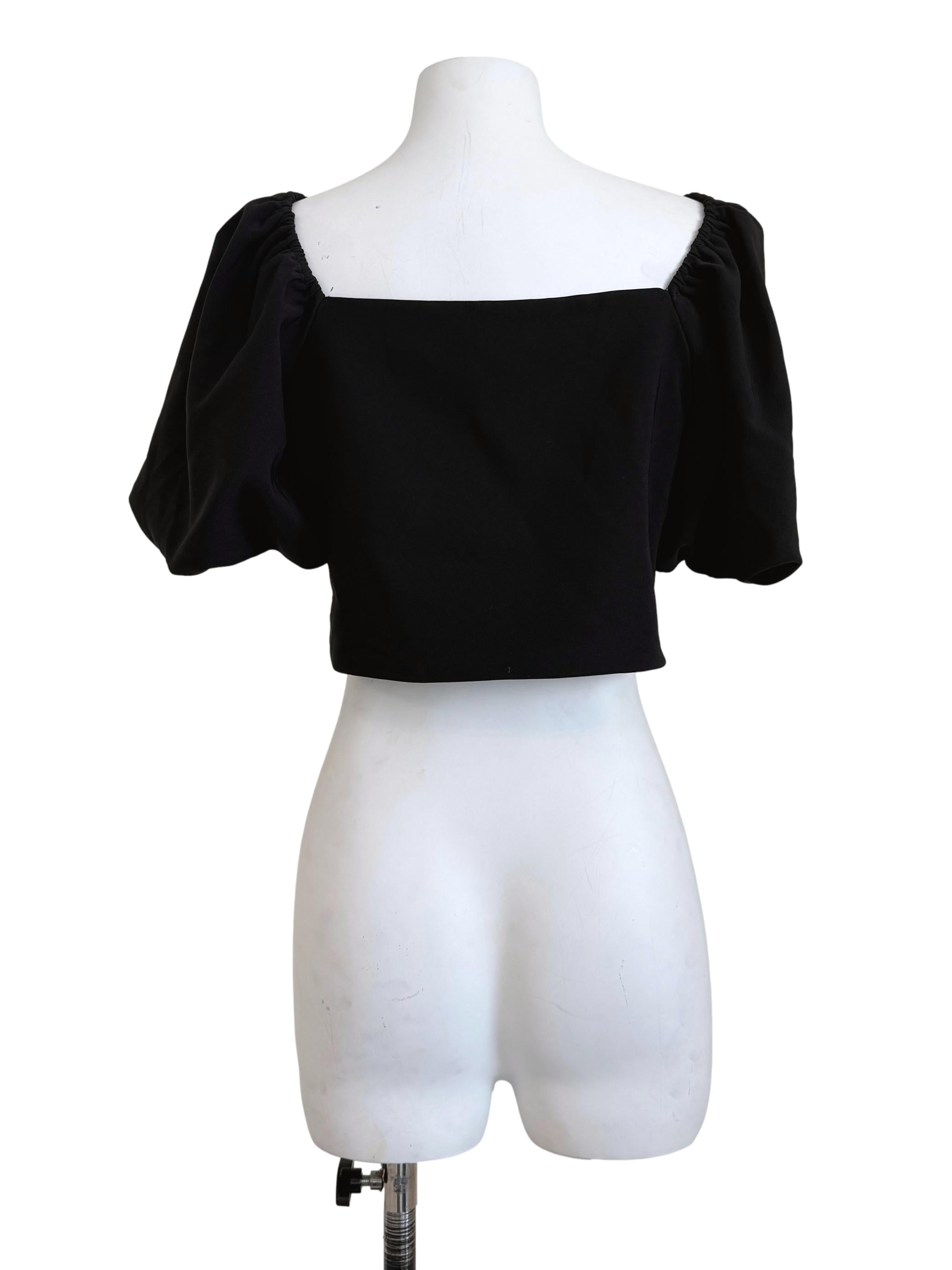 Black Puff Sleeves Top