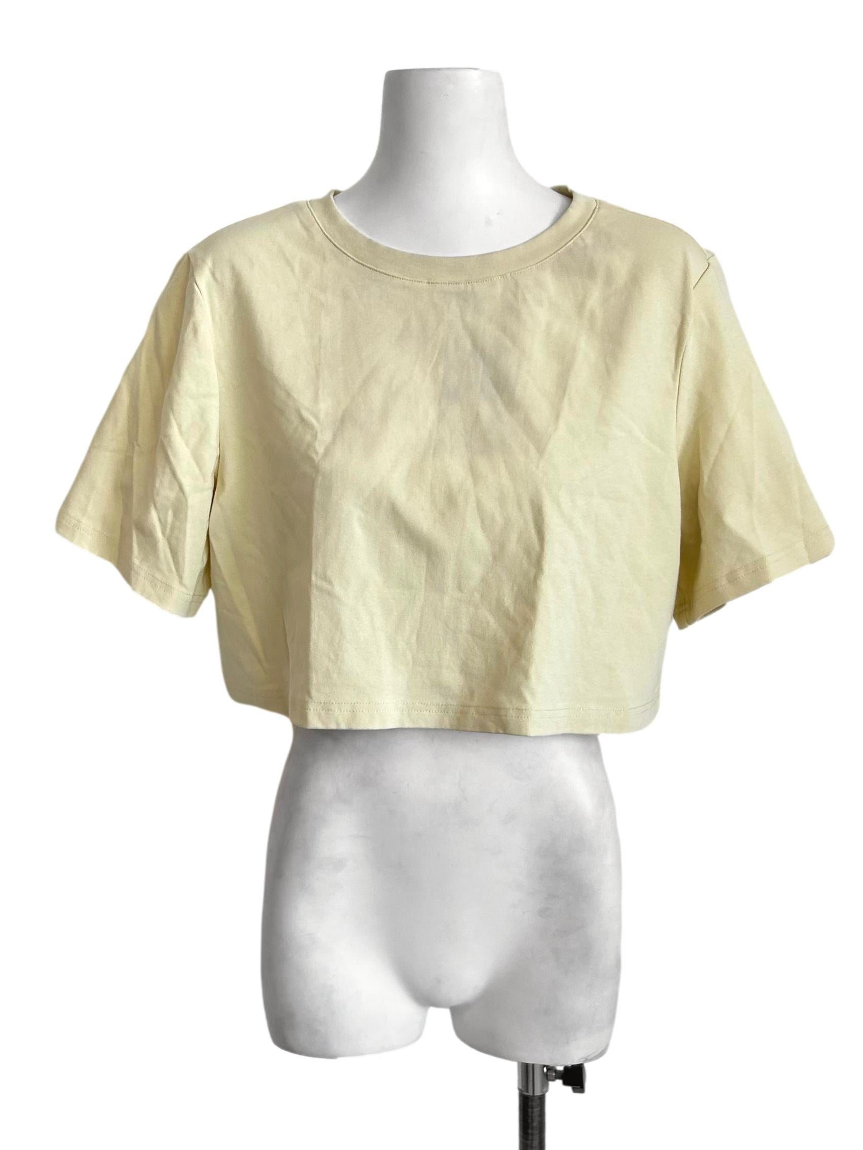 Pale Yellow Boxy Crop Tee