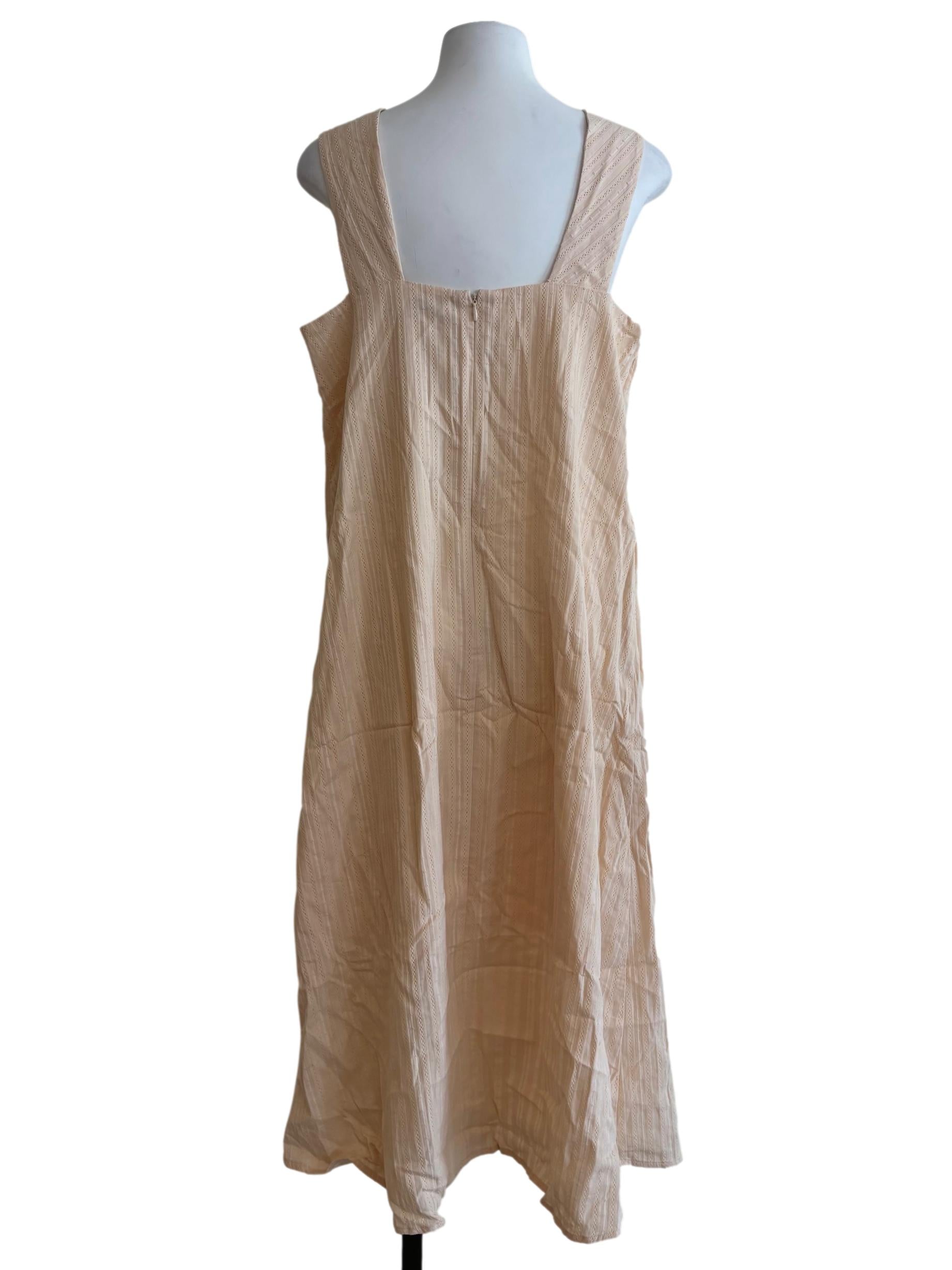Almond Beige Apron Neck A-Line Dress
