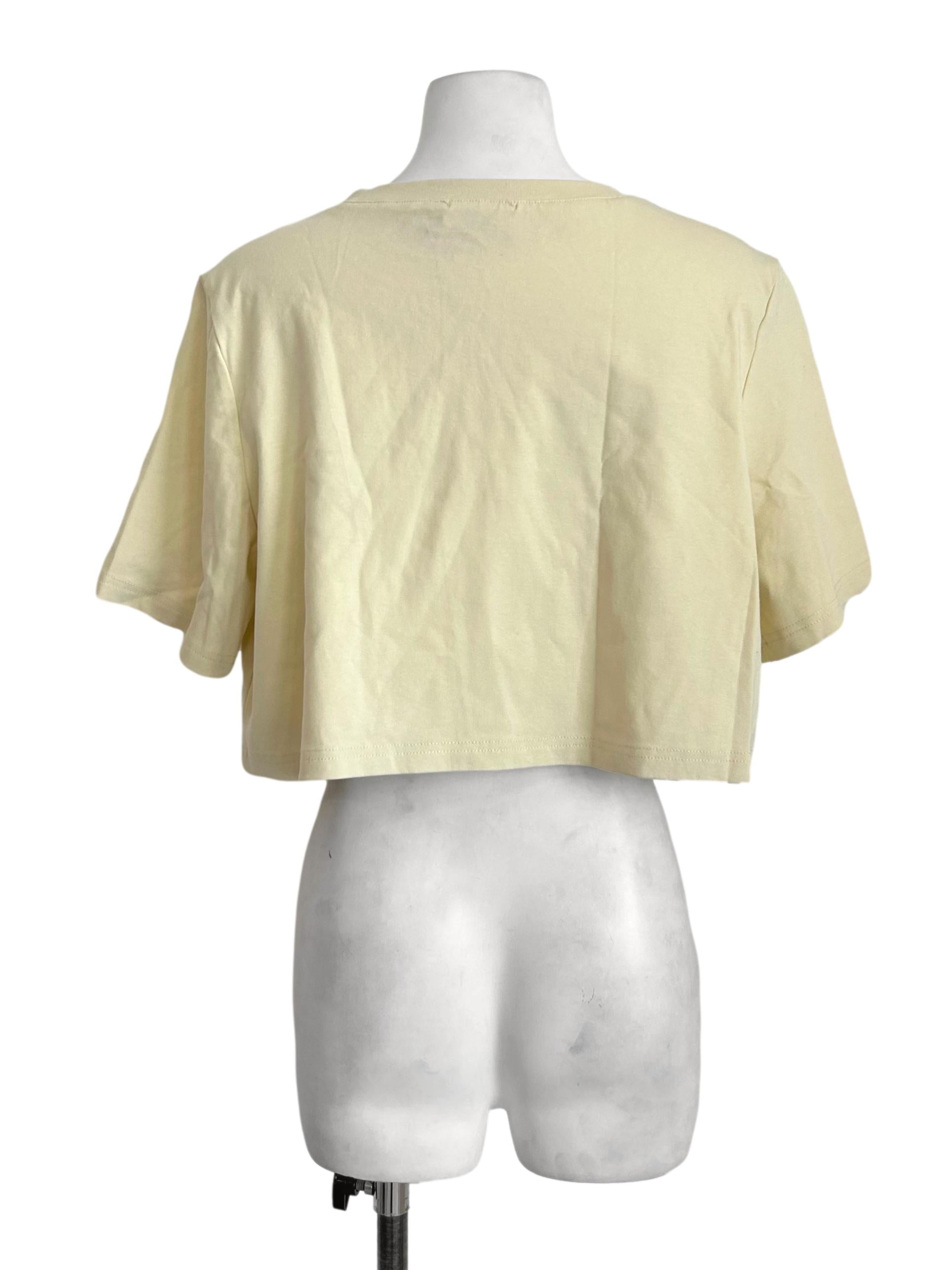 Pale Yellow Boxy Crop Tee