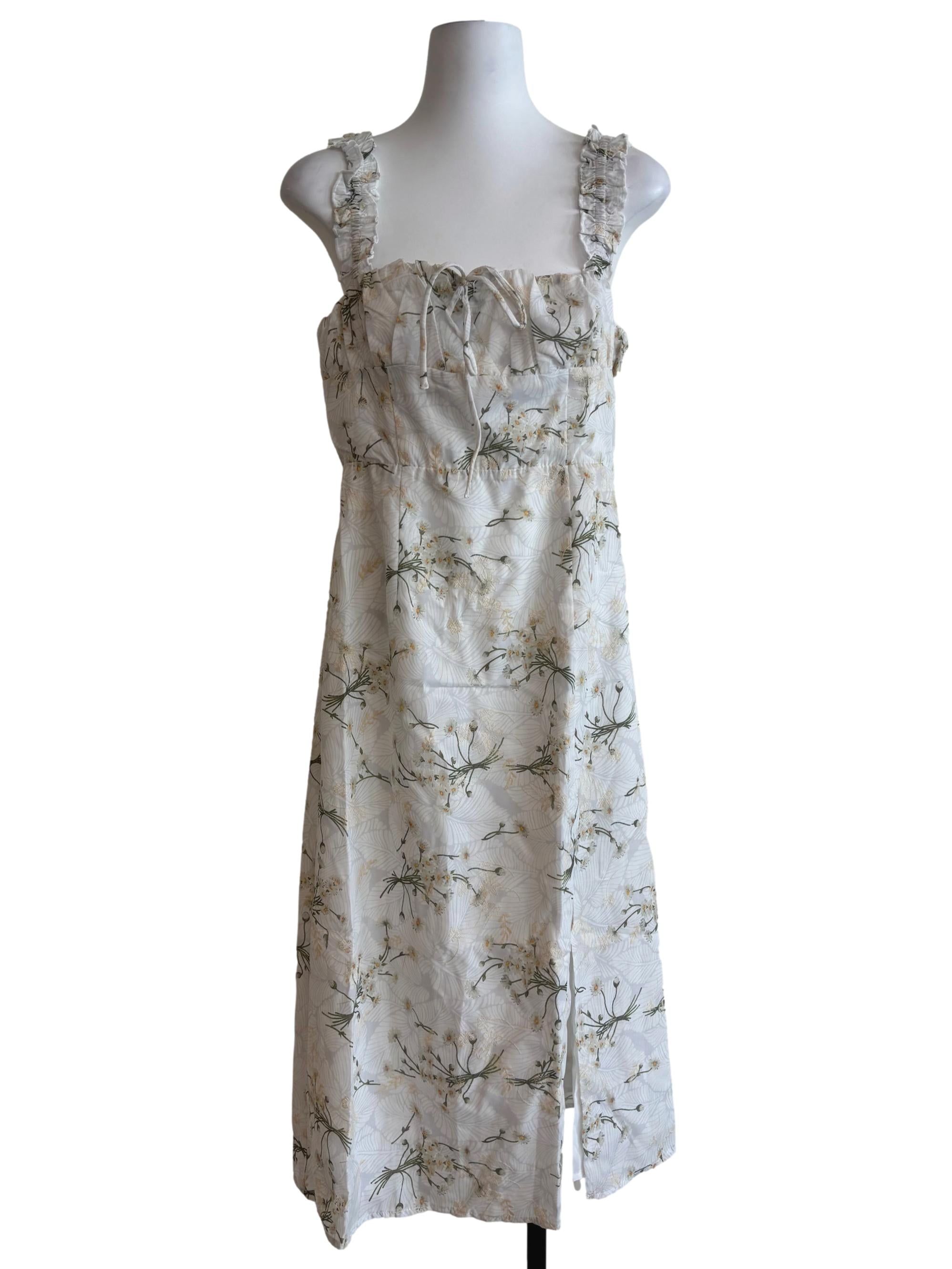 Powder White Floral Sundress