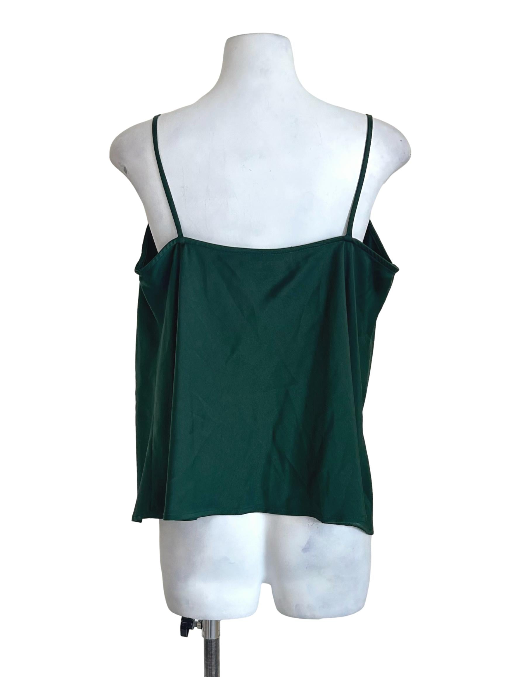 Emerald Green Satin Cowl Neck Top