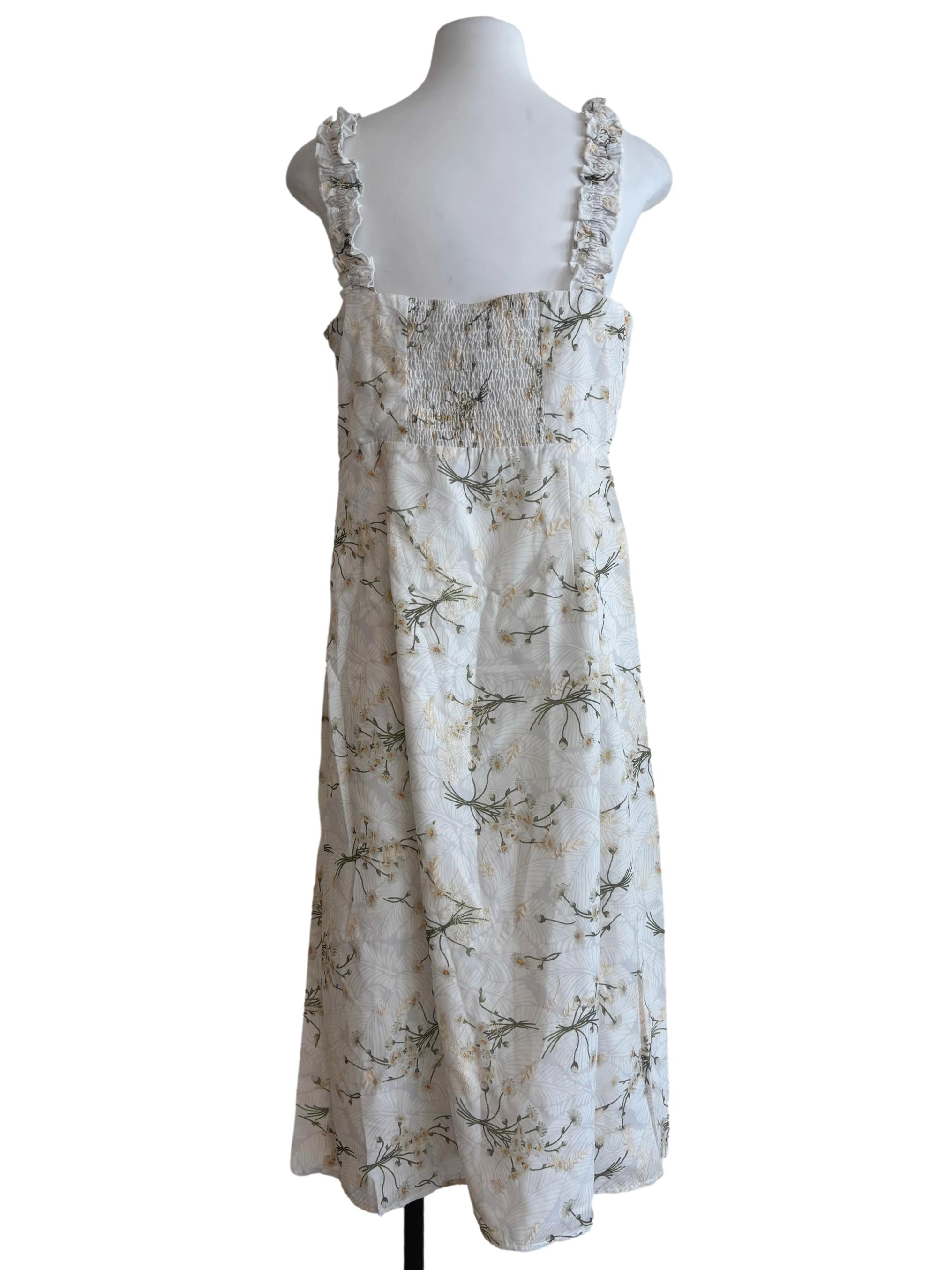 Powder White Floral Sundress