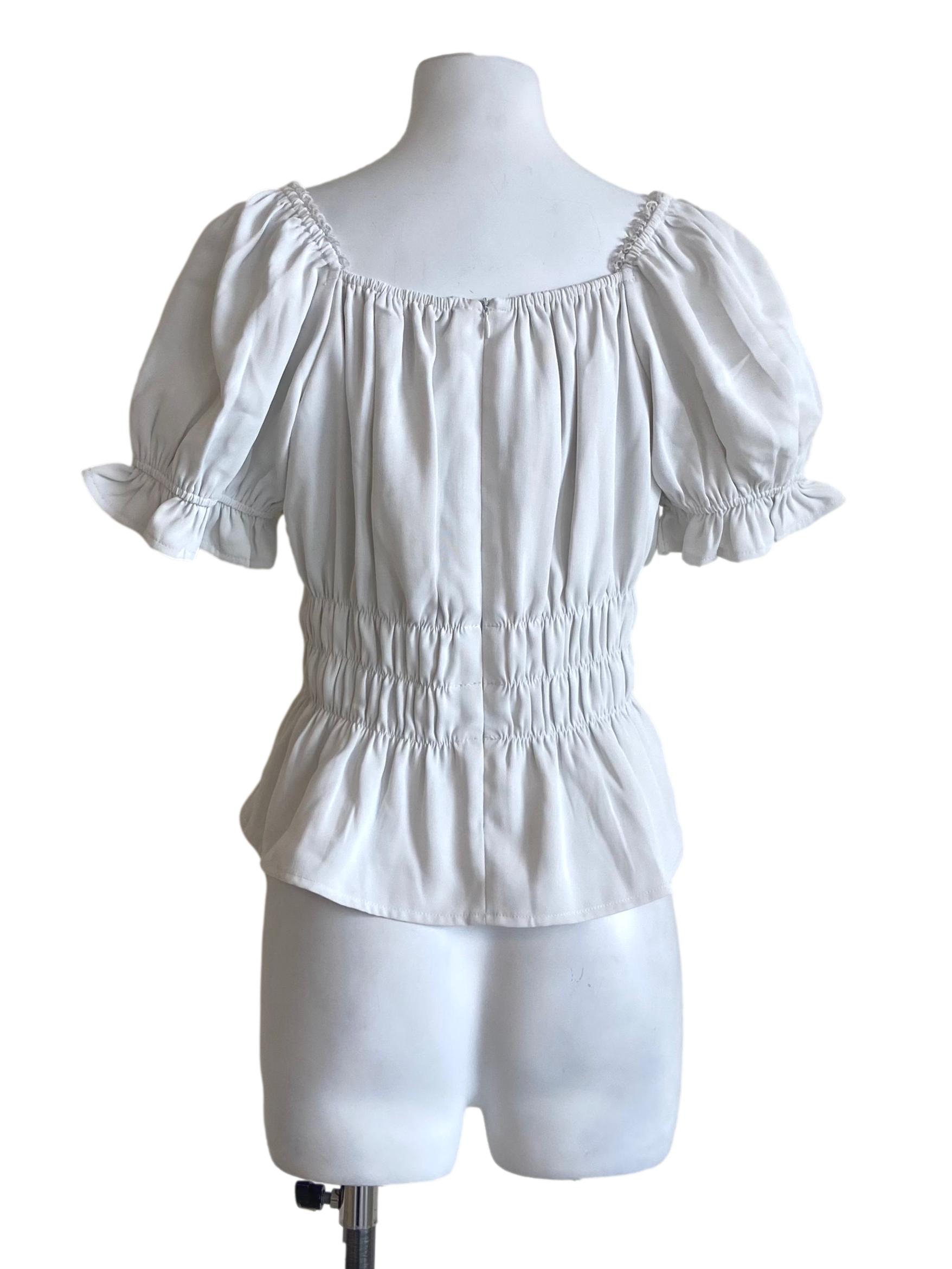 White Pegged Waist Blouse