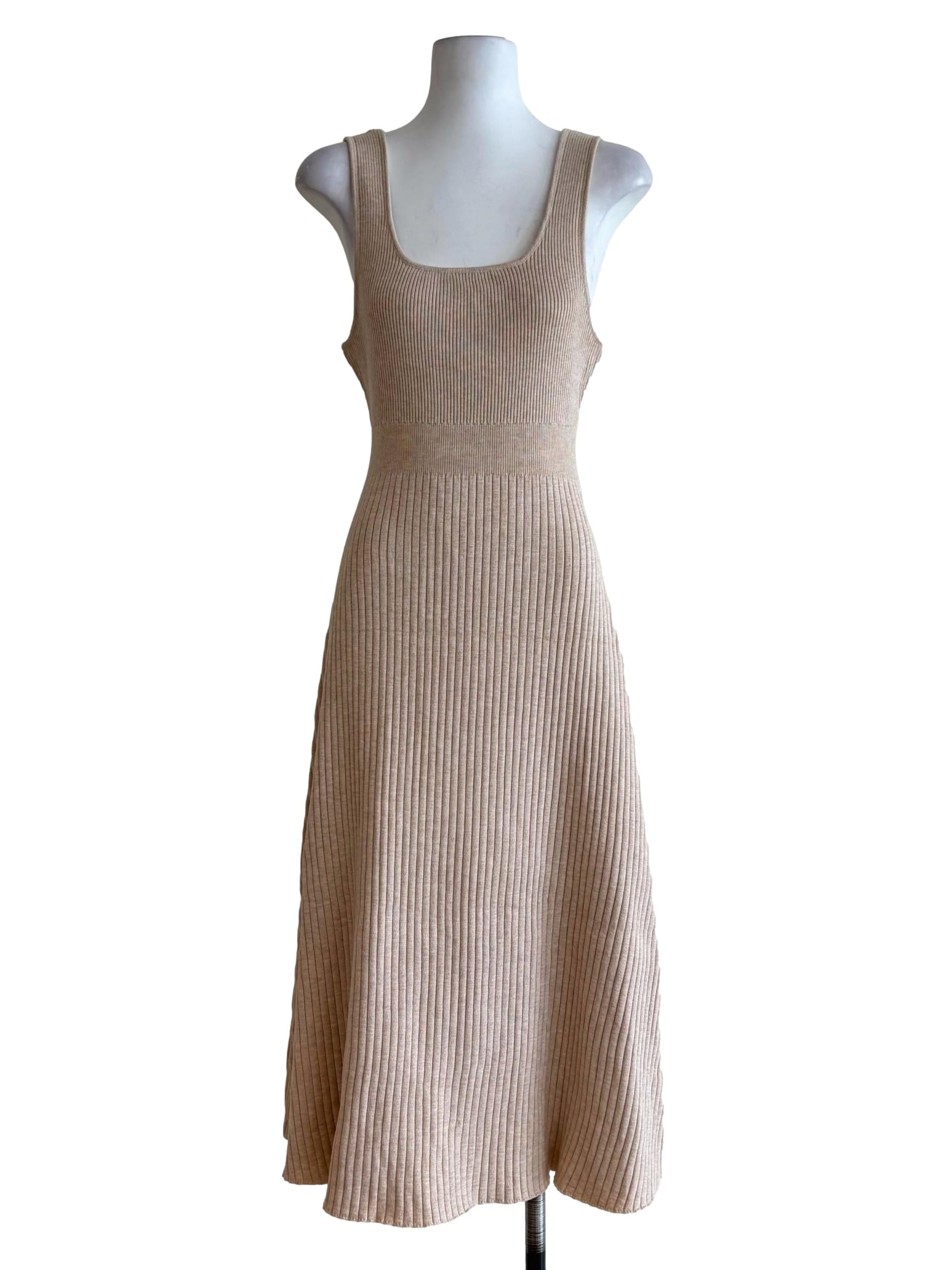 Ivory Beige Knitted Bodycon Dress