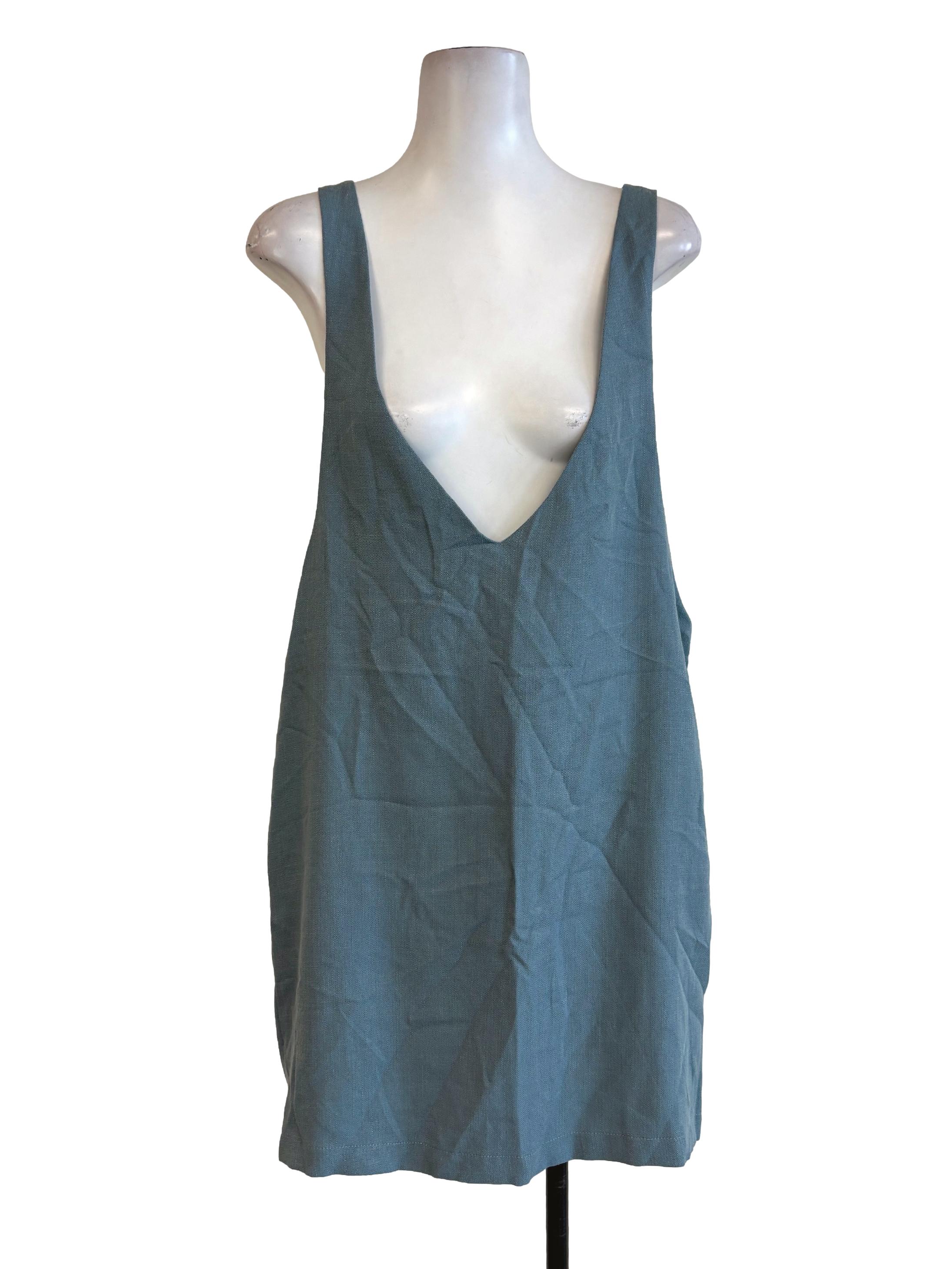 Teal Blue Textured Jumper Dress