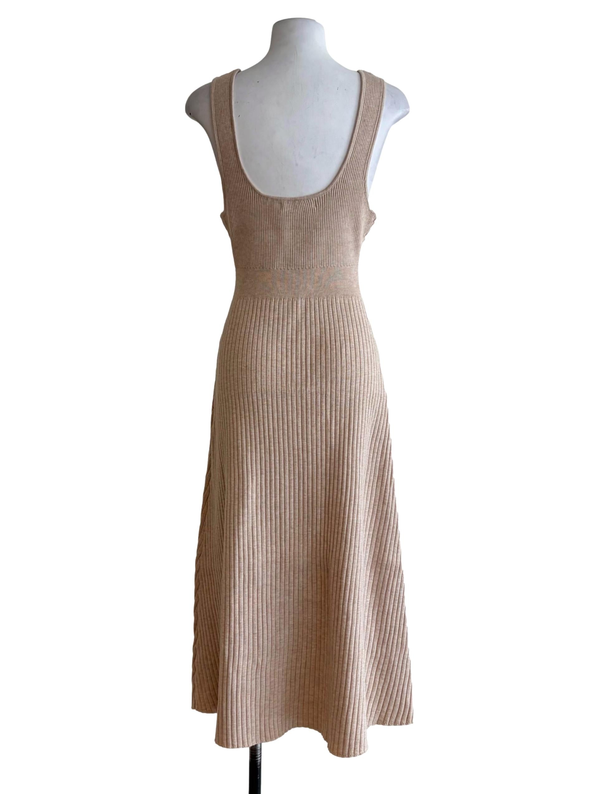Ivory Beige Knitted Bodycon Dress